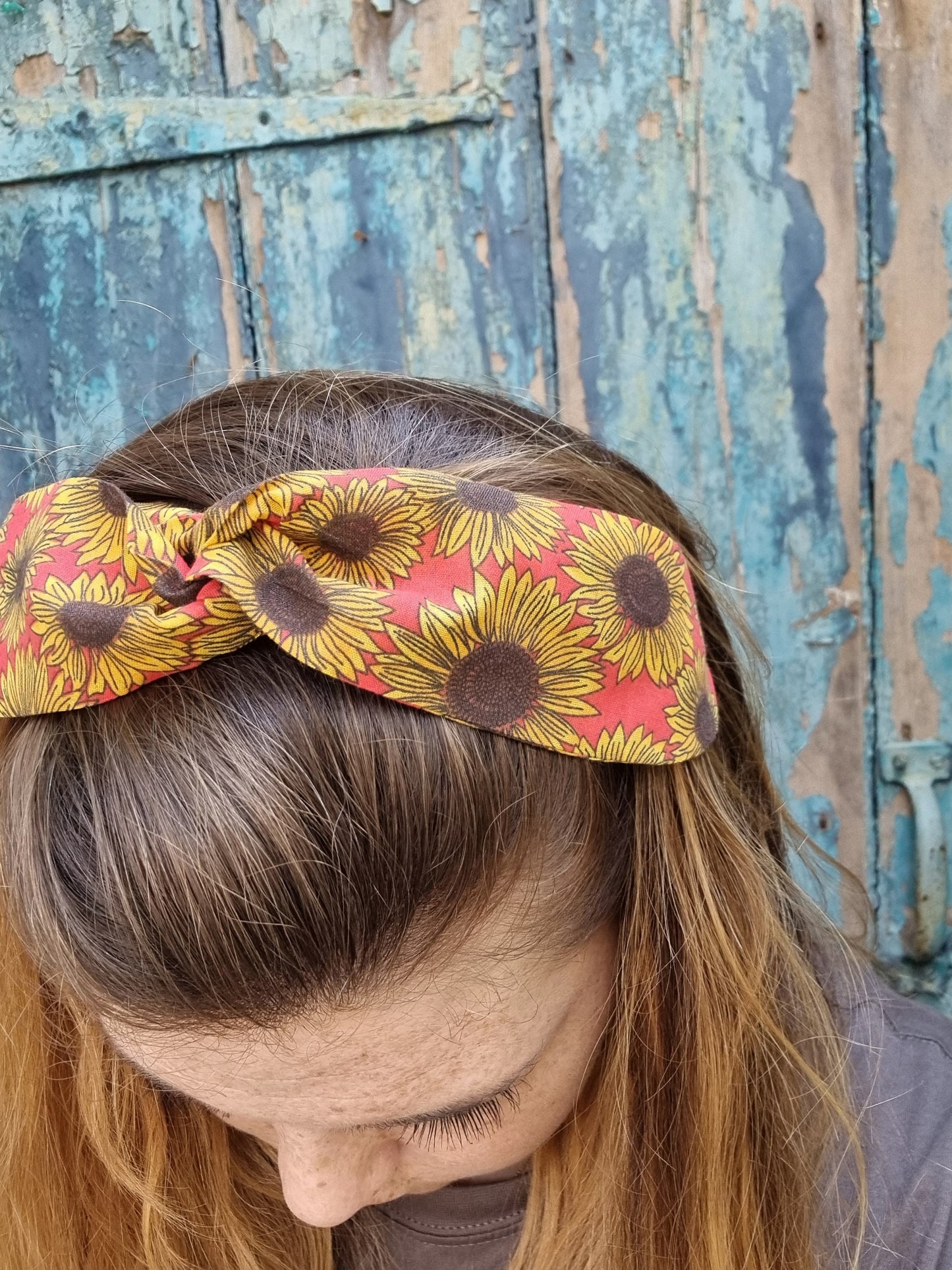 Red Sunflowers Wired Headband