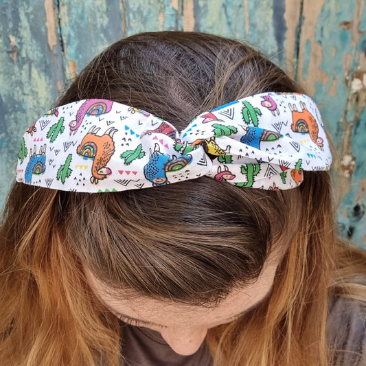 Funky Colourful Llamas Wired Headband