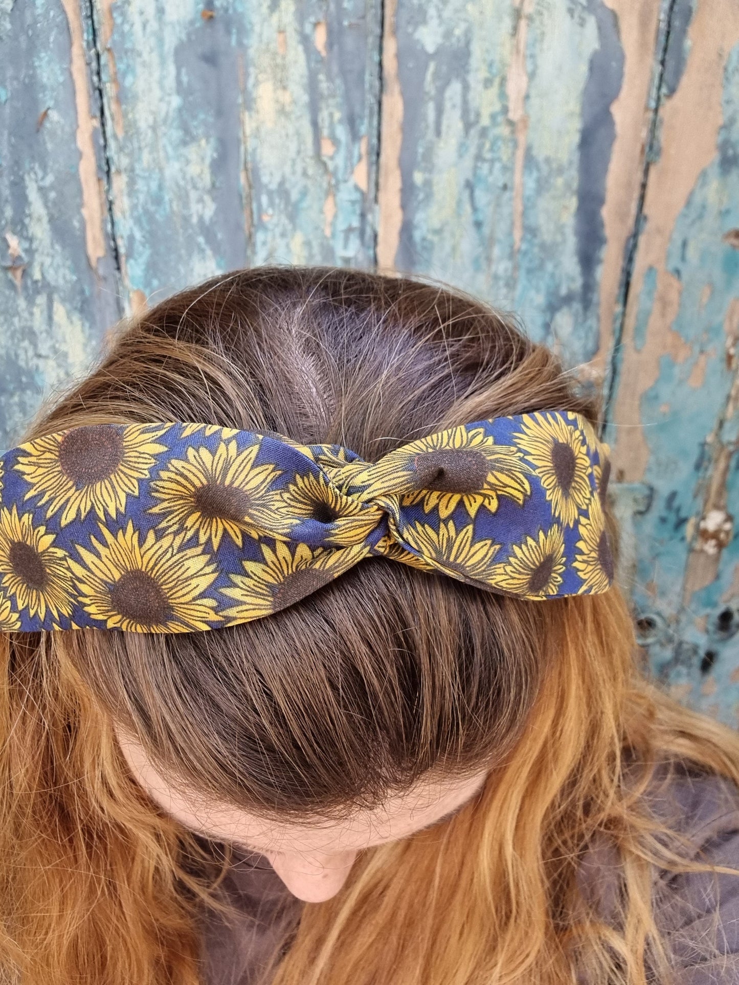 Navy Sunflowers Wired Headband