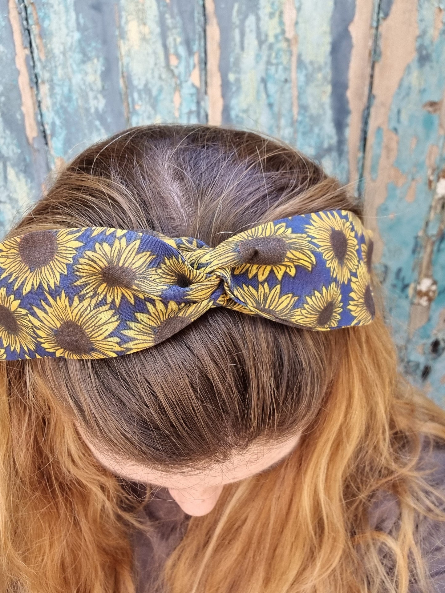 Navy Sunflowers Wired Headband