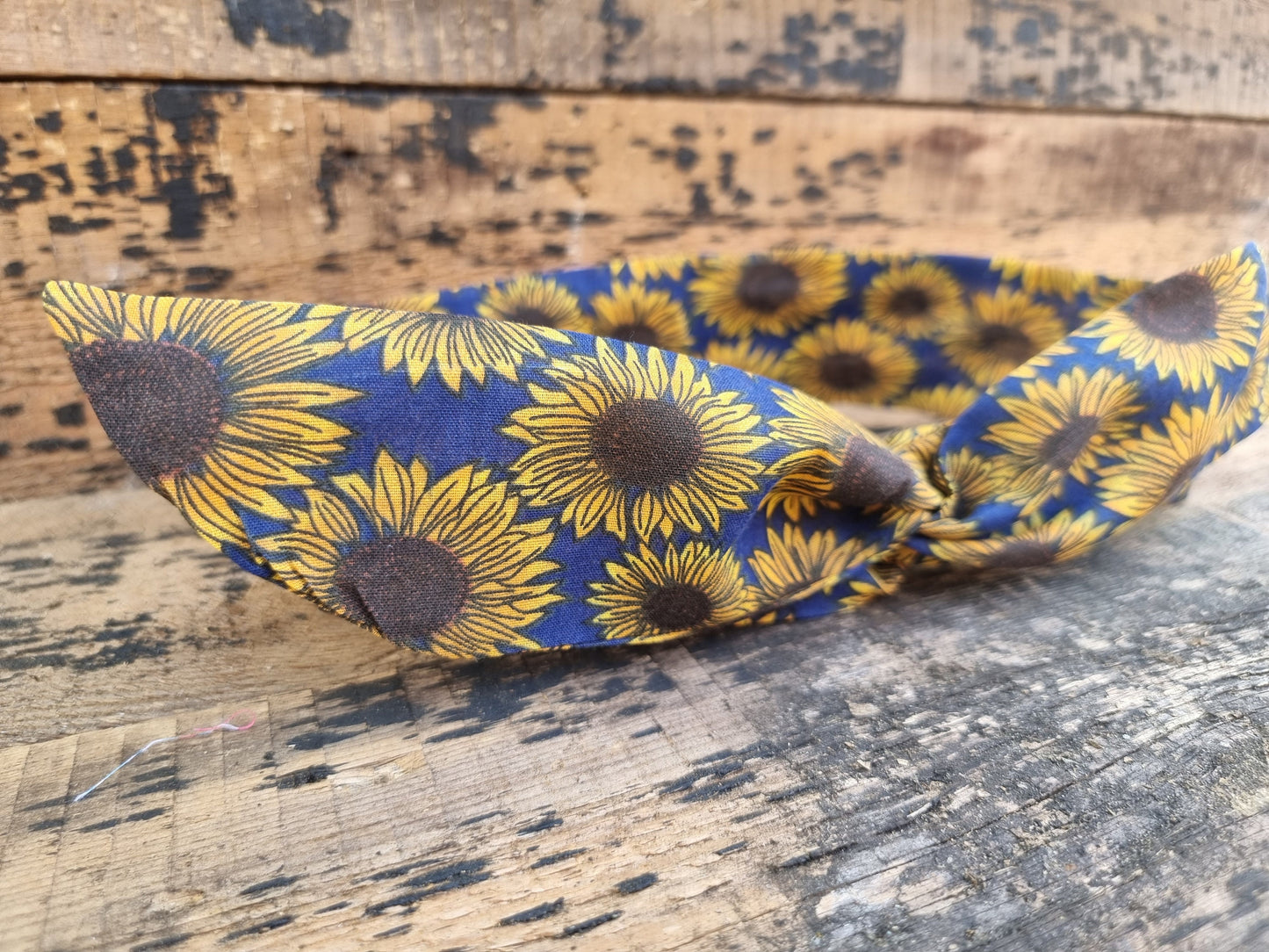 Navy Sunflowers Wired Headband