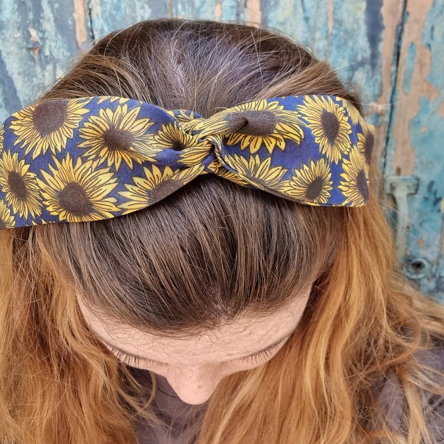 Navy Sunflowers Wired Headband