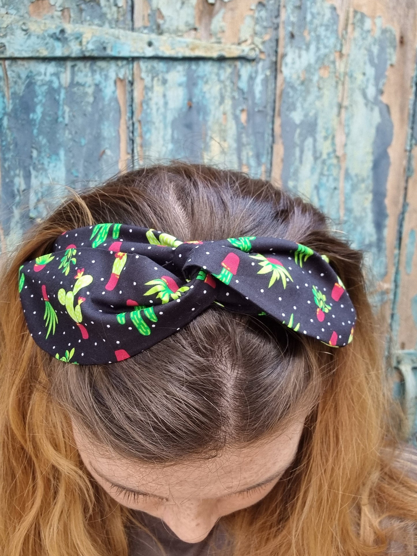 Black Potted Cacti Wired Headband