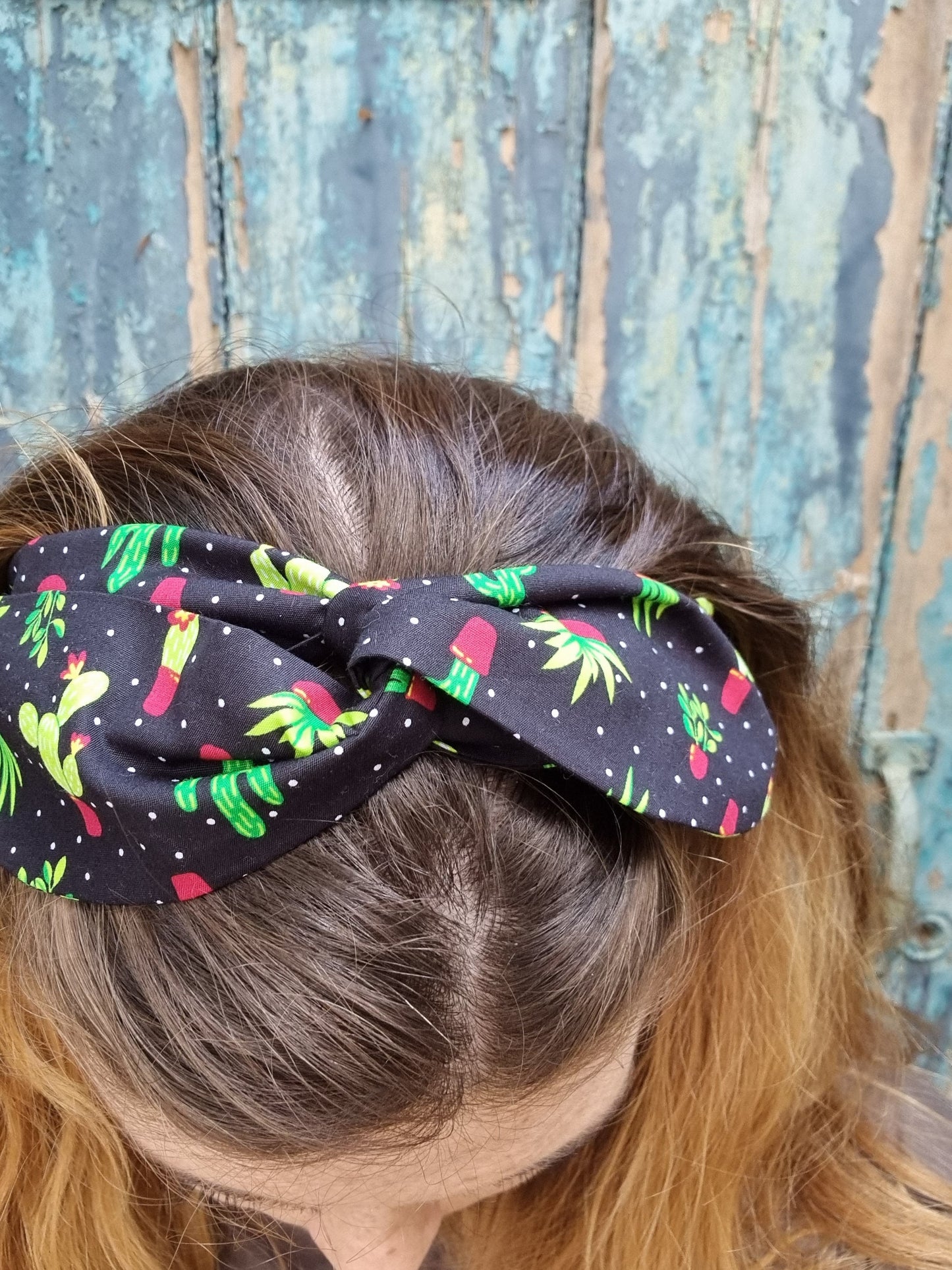 Black Potted Cacti Wired Headband