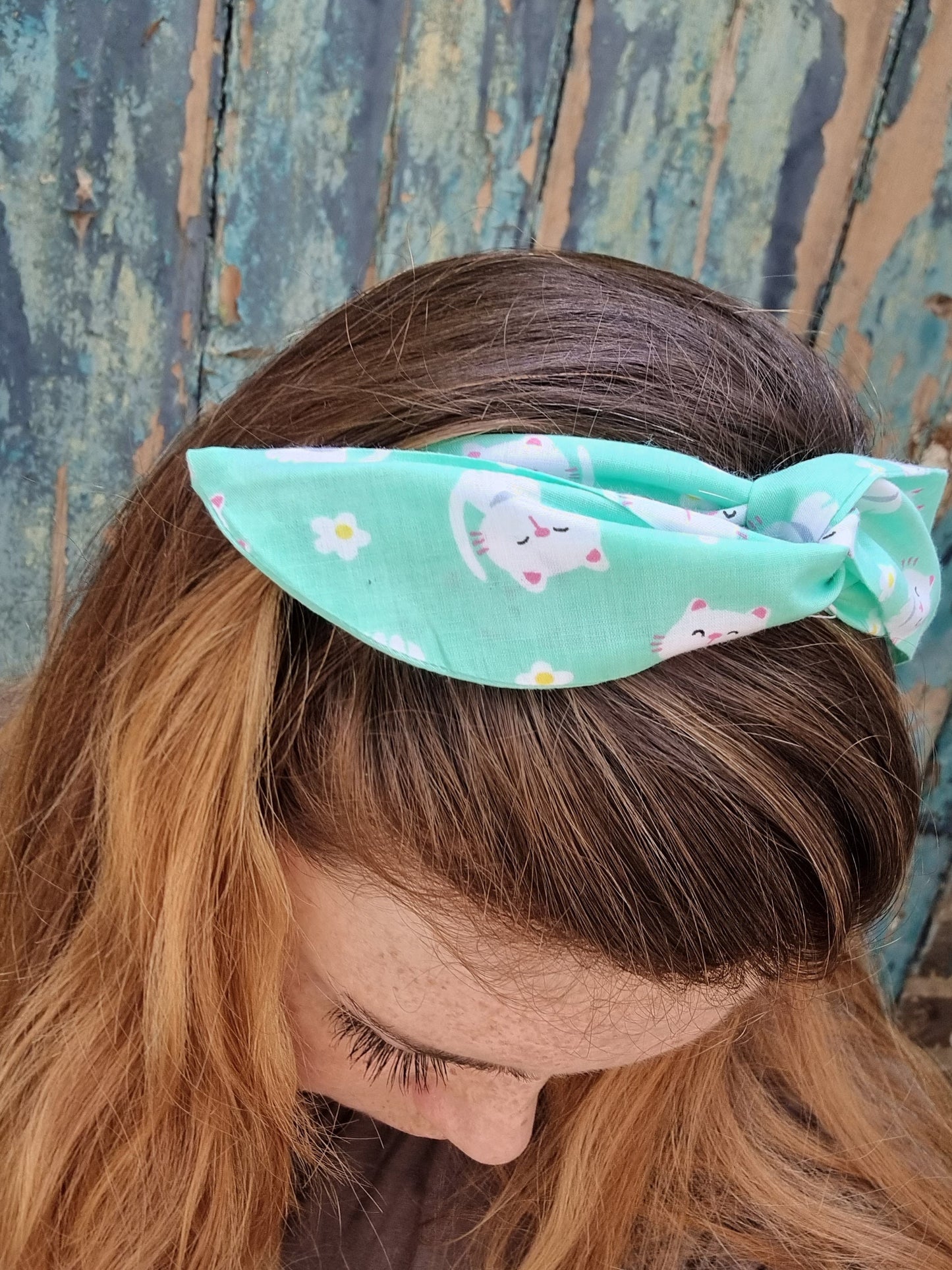 Mint Kitten Cuties Wired Headband