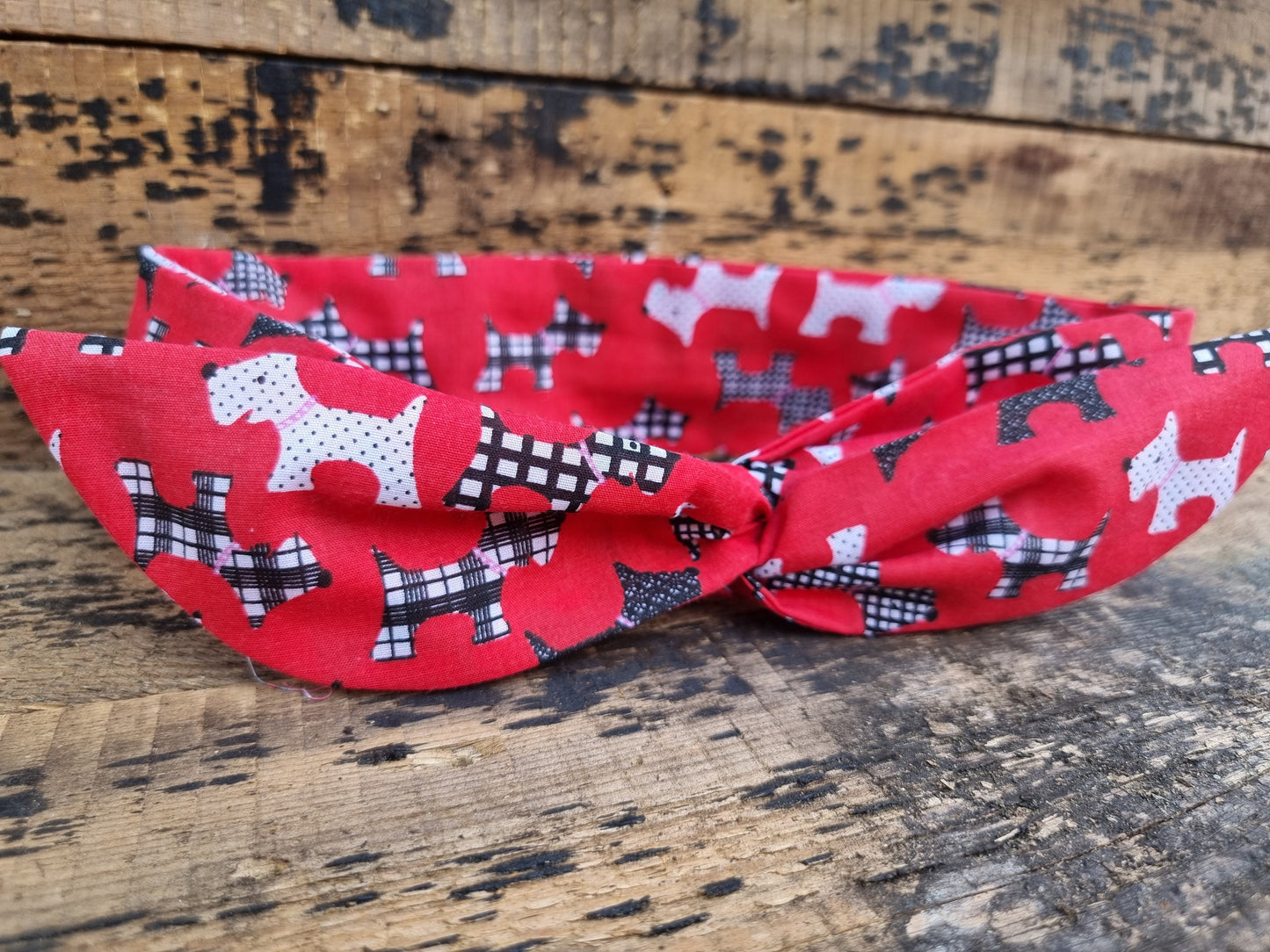 Red Scottie Dogs Wired Headband