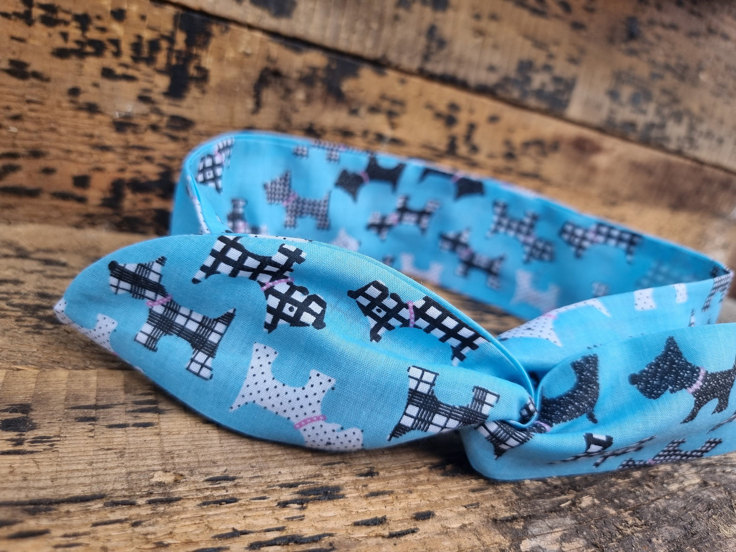 Light Blue Scottie Dogs Wired Headband