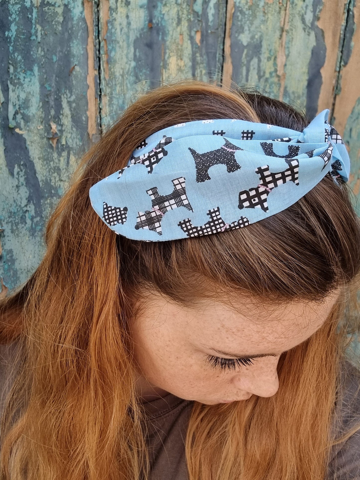 Light Blue Scottie Dogs Wired Headband