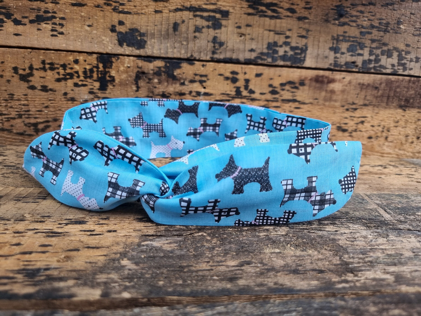 Light Blue Scottie Dogs Wired Headband