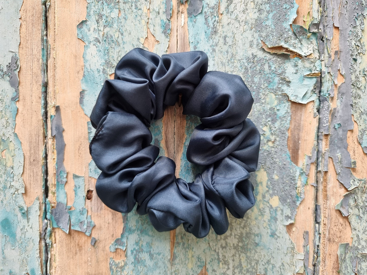 Petrol Blue Satin Feel Scrunchie | Hair Tie