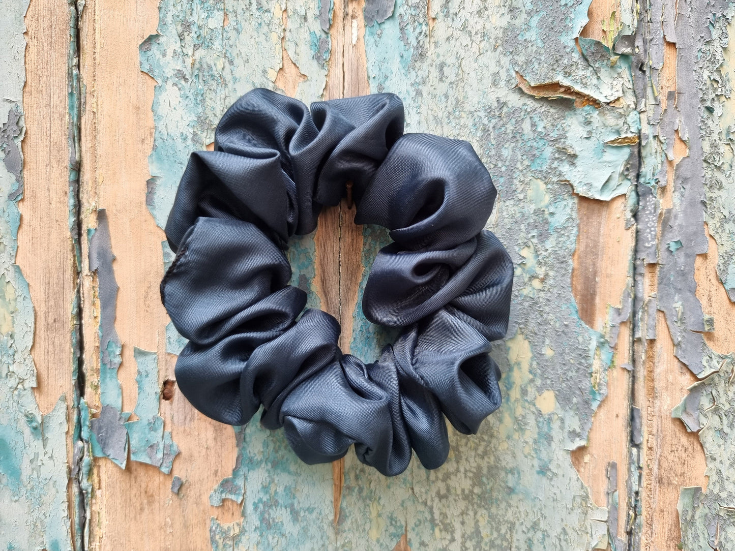 Petrol Blue Satin Feel Scrunchie | Hair Tie