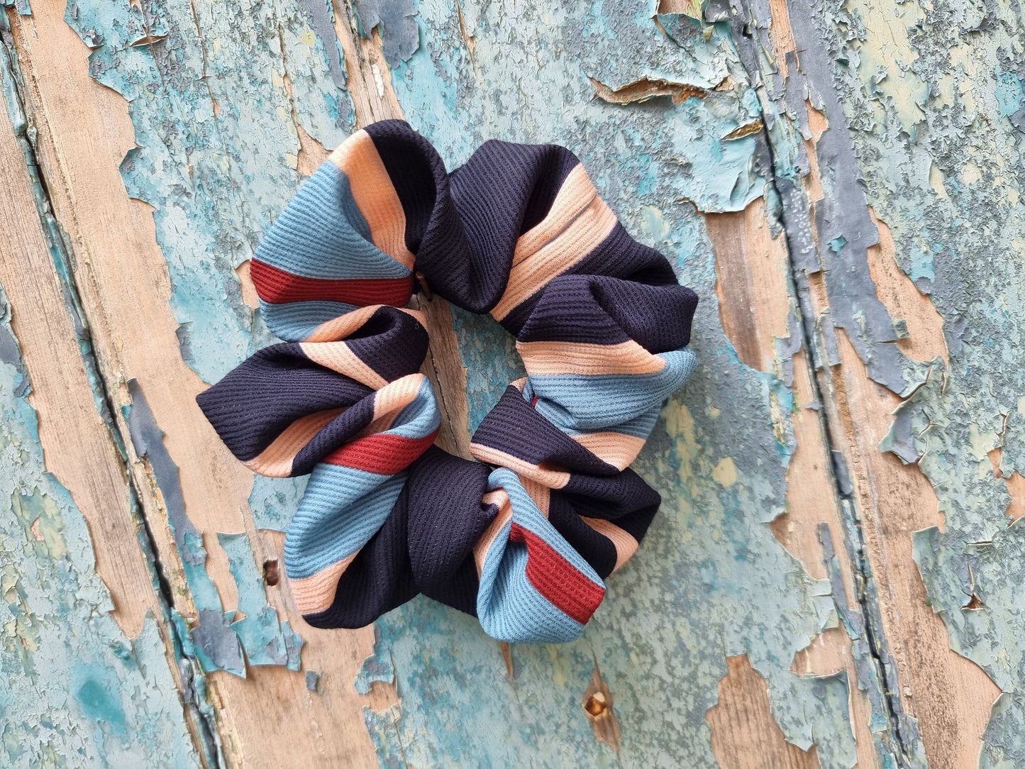 Soft Crinkle Stripe Crepe Scrunchie | Hair Tie