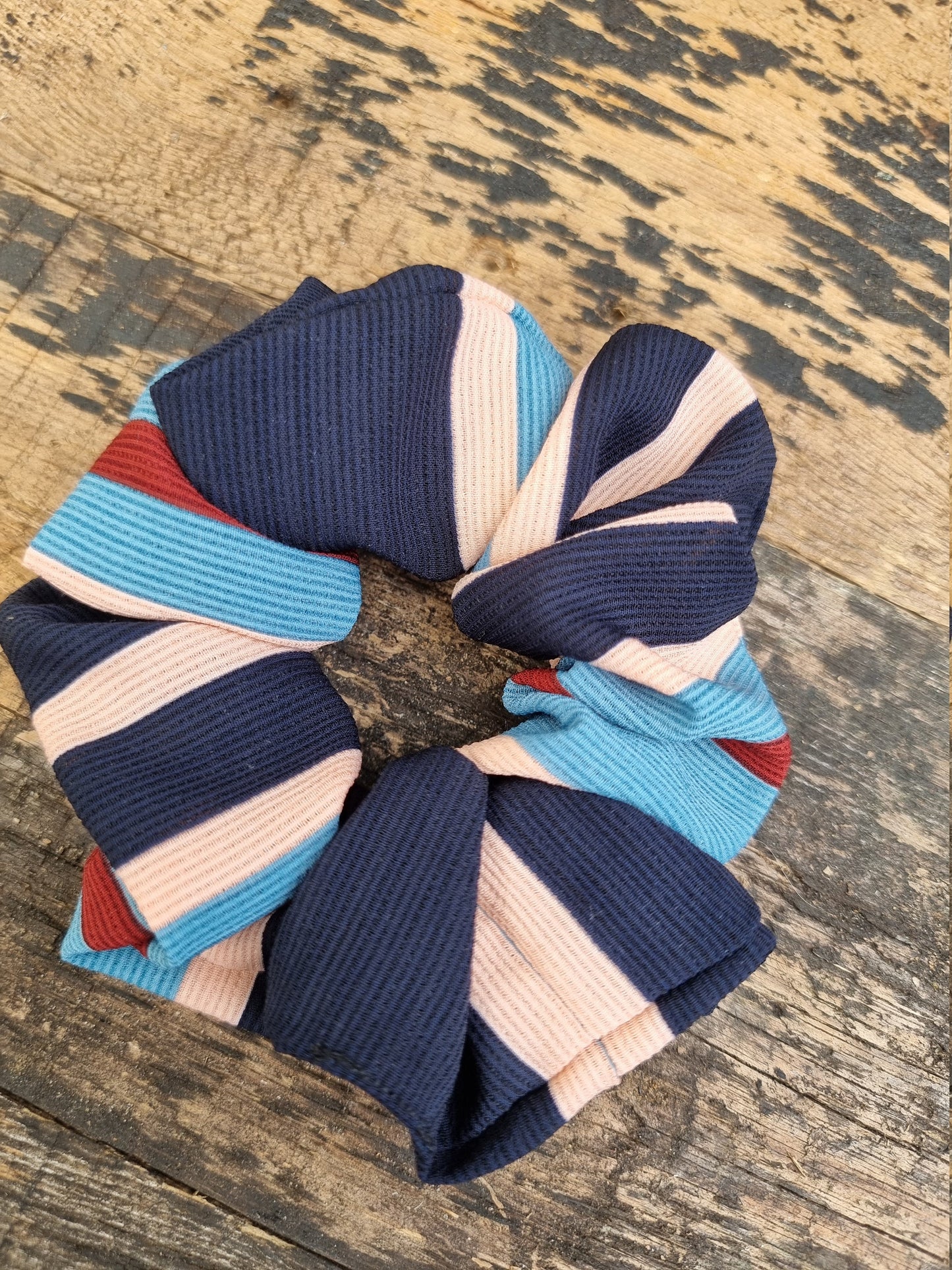 Soft Crinkle Stripe Crepe Scrunchie | Hair Tie