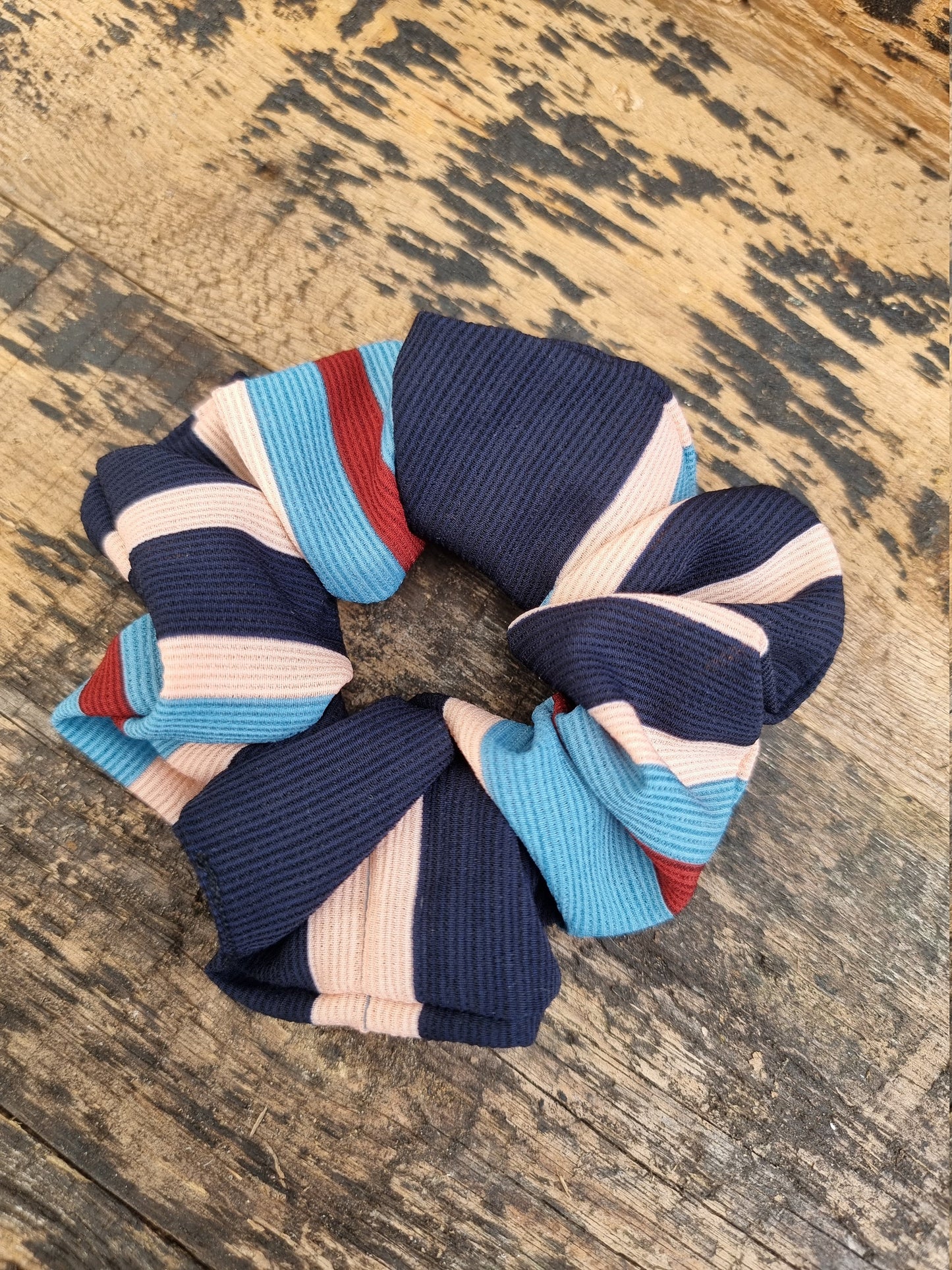 Soft Crinkle Stripe Crepe Scrunchie | Hair Tie