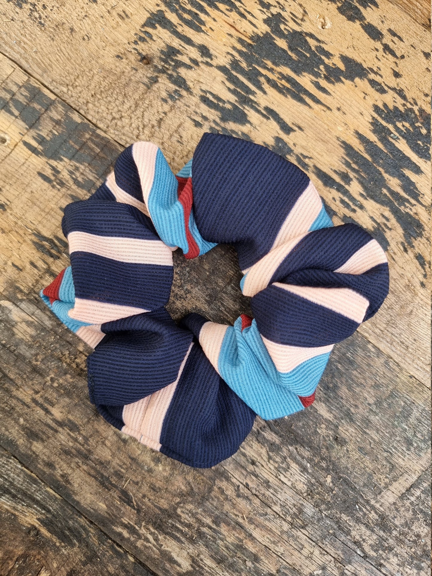 Soft Crinkle Stripe Crepe Scrunchie | Hair Tie