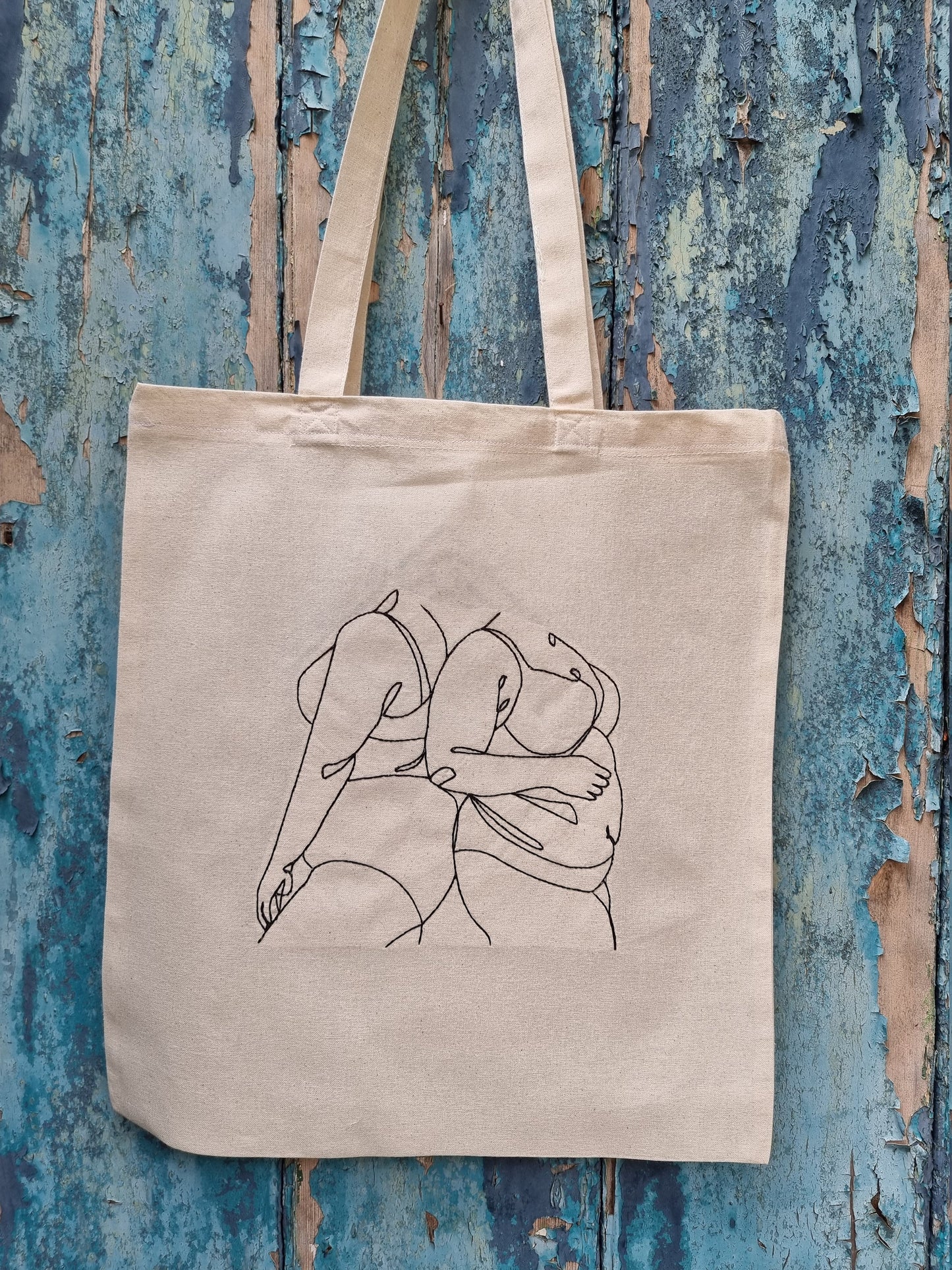 Body Positivity Line Art Embroidered Tote Bag