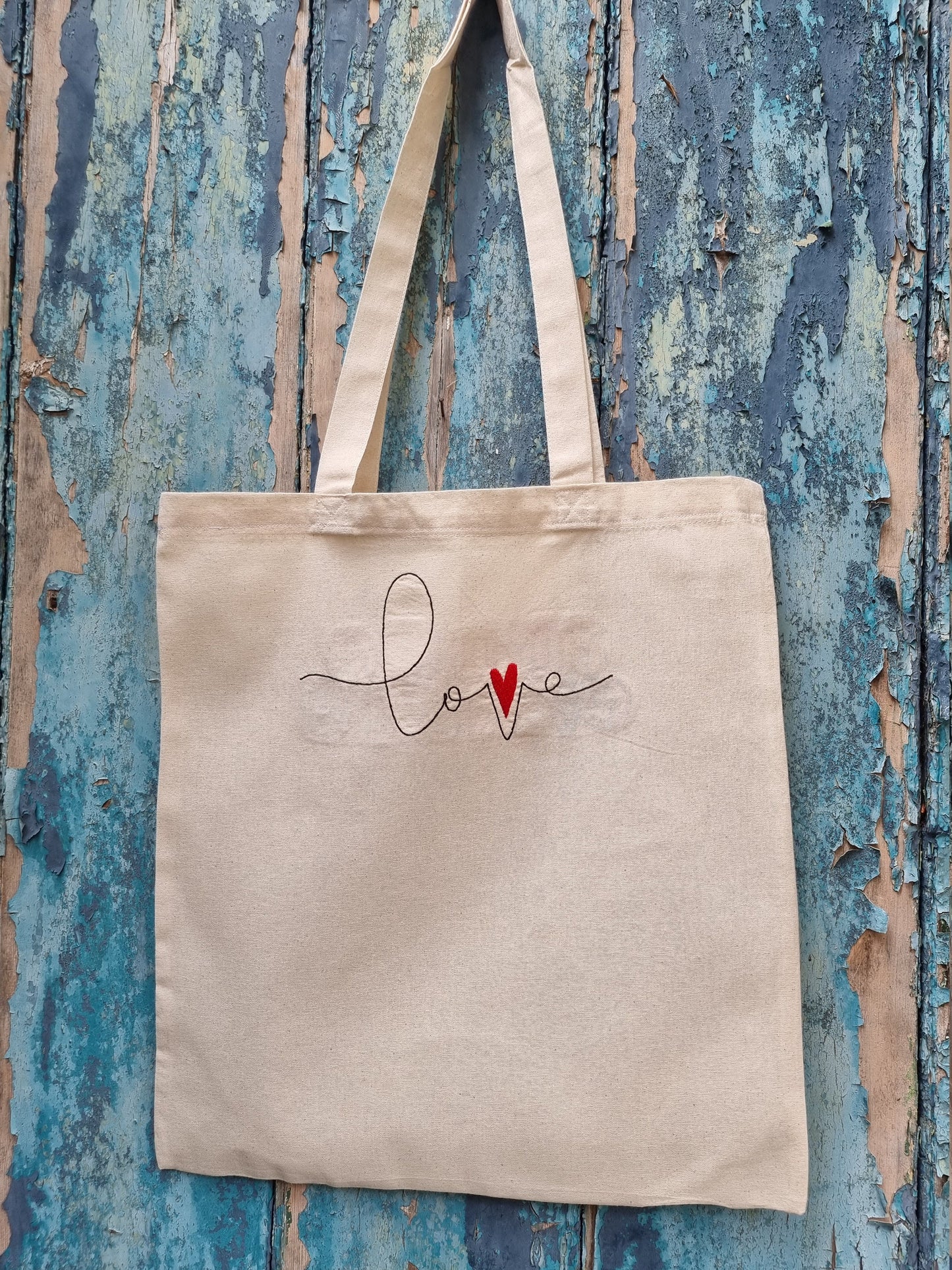 Simple Love Embroidered Tote Bag