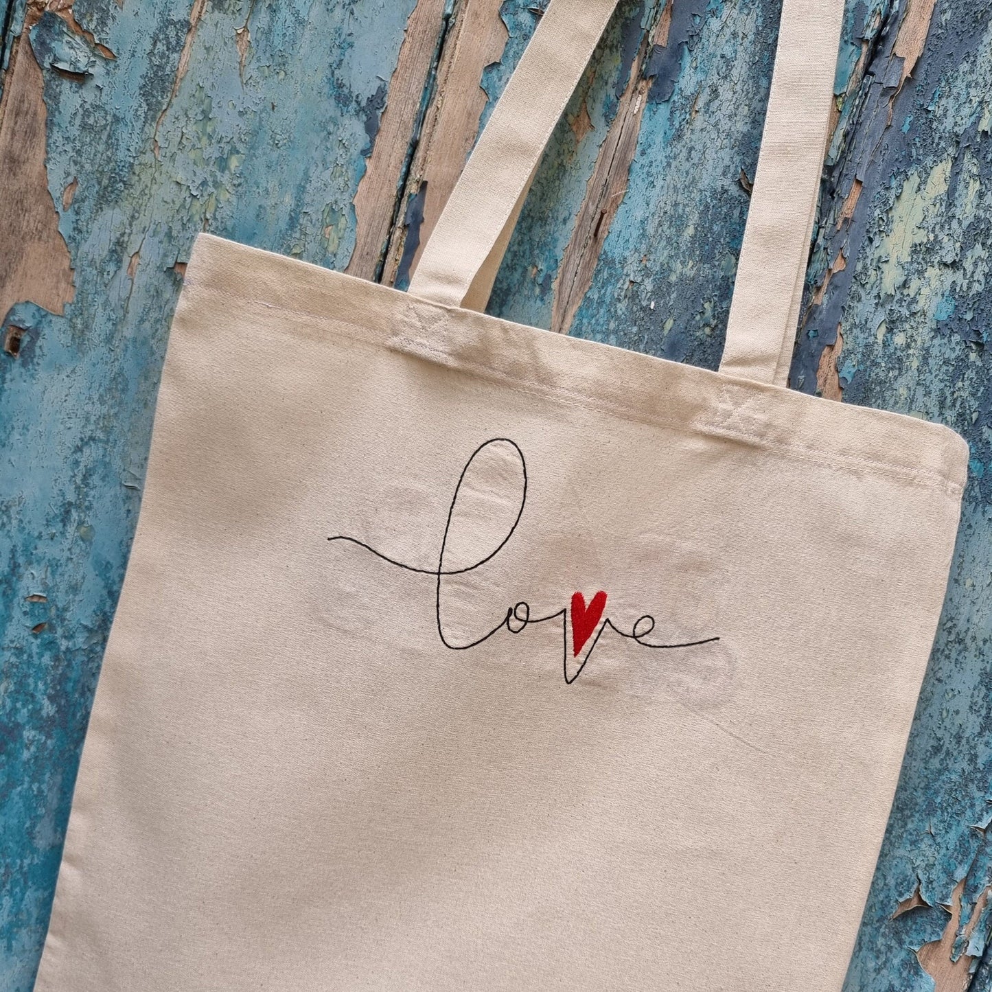 Simple Love Embroidered Tote Bag