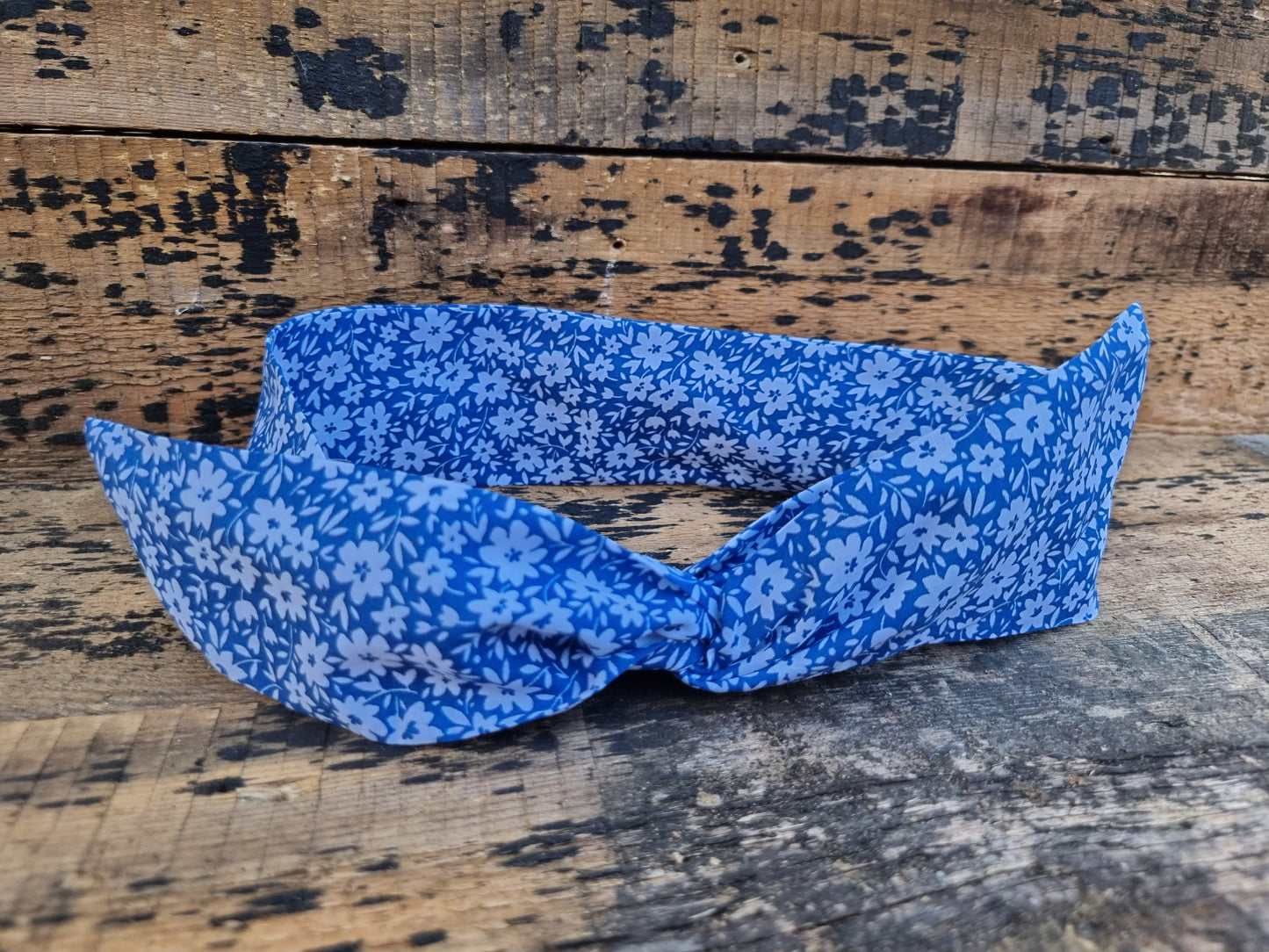 Blue and White Floral Wired Headband