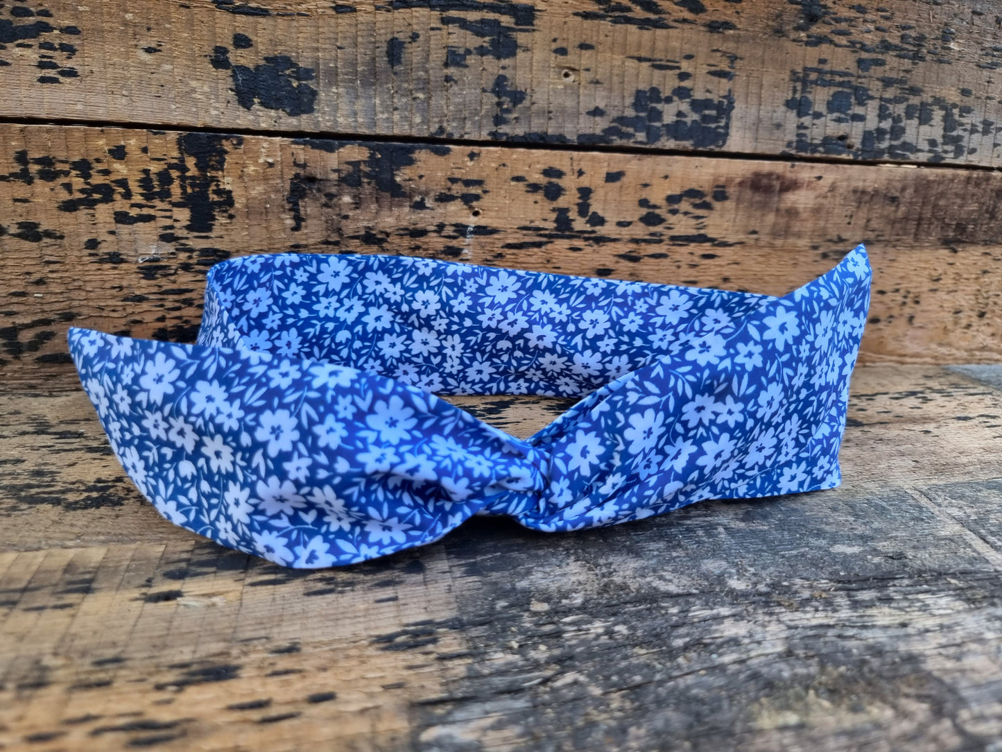 Blue and White Floral Wired Headband