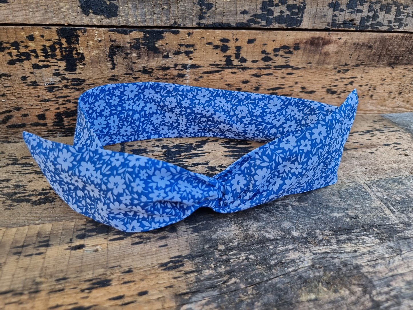 Blue and White Floral Wired Headband