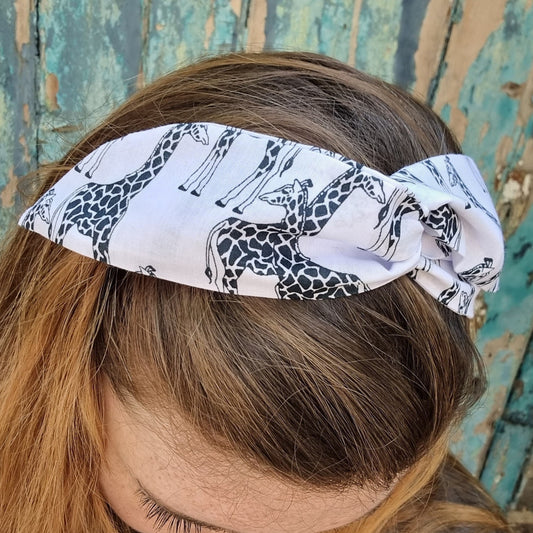 Black and White Giraffes Wired Headband