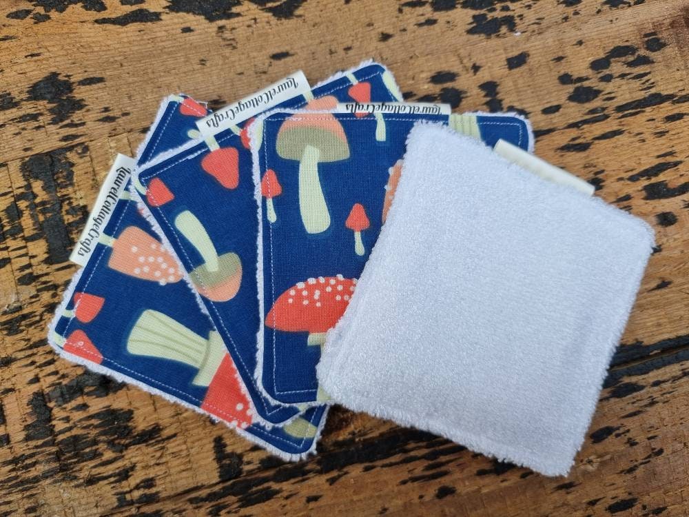 Mushroom Reusable Makeup Wipes | 100% Bamboo Towelling