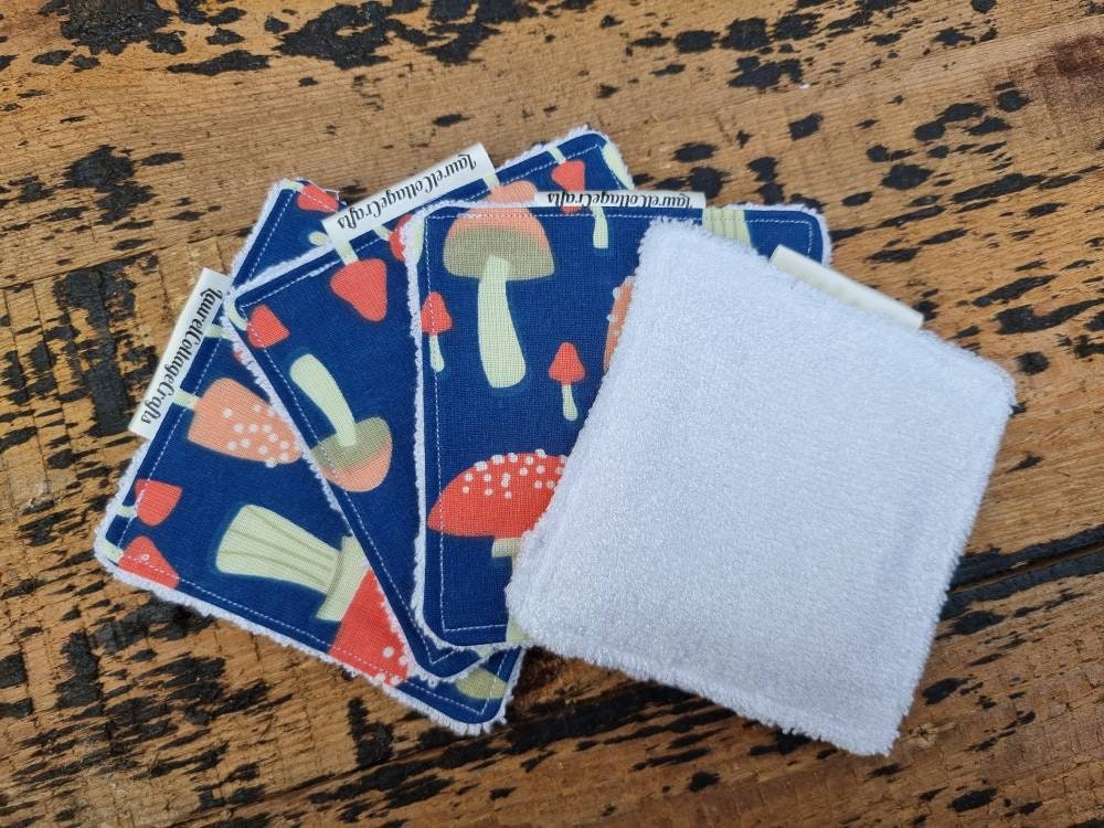 Mushroom Reusable Makeup Wipes | 100% Bamboo Towelling