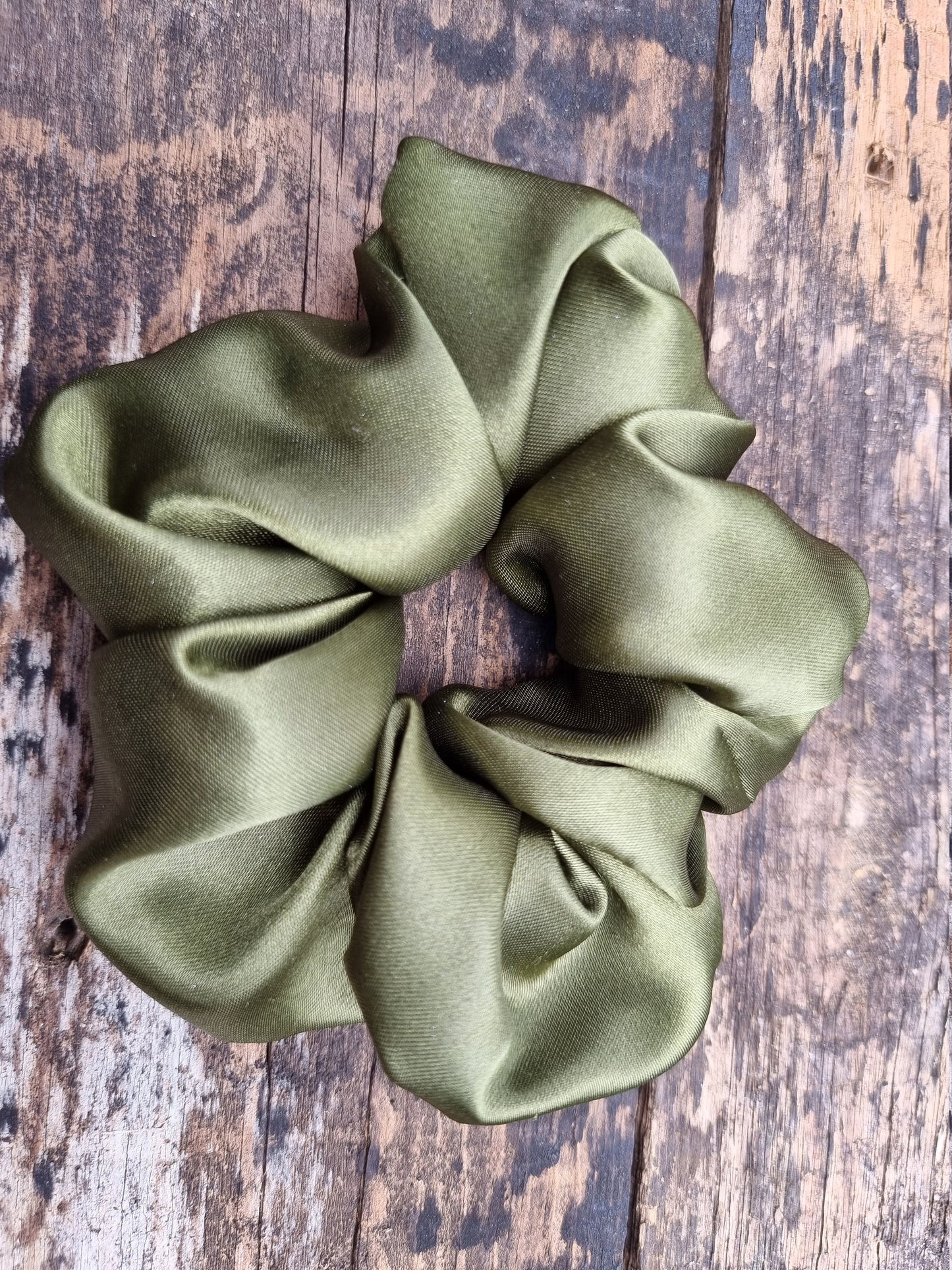 Olive Satin Scrunchie | Hair Tie