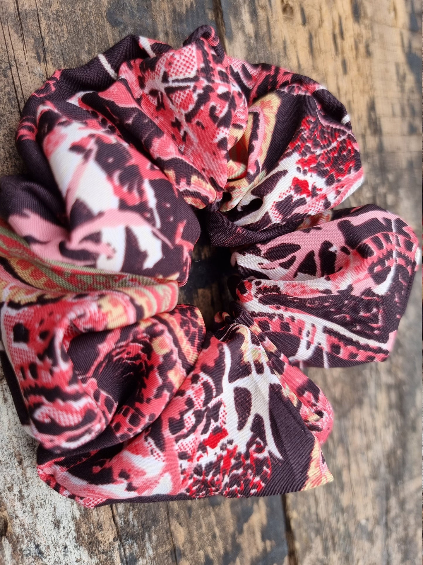 Abstract Splatter Black and Pink Super Soft Crepe Scrunchie | Hair Tie