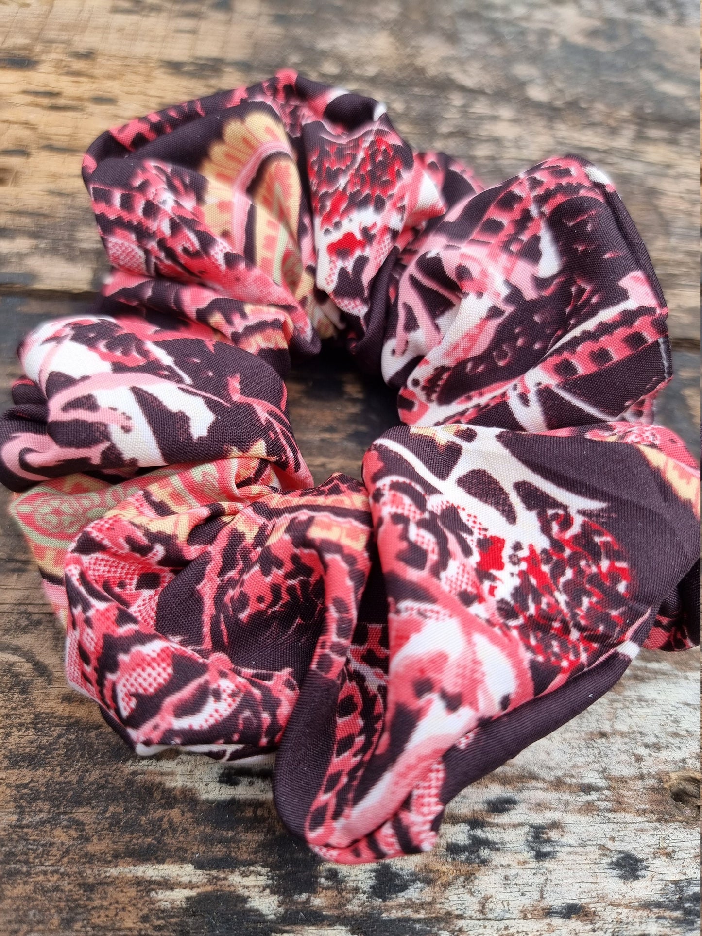 Abstract Splatter Black and Pink Super Soft Crepe Scrunchie | Hair Tie