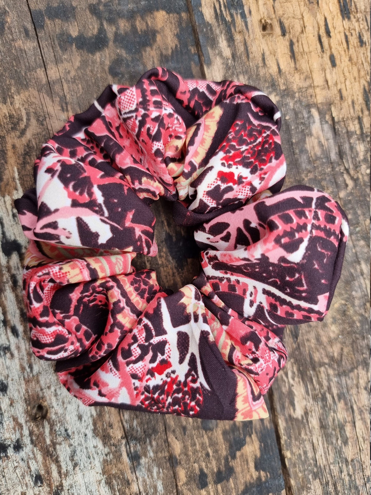 Abstract Splatter Black and Pink Super Soft Crepe Scrunchie | Hair Tie