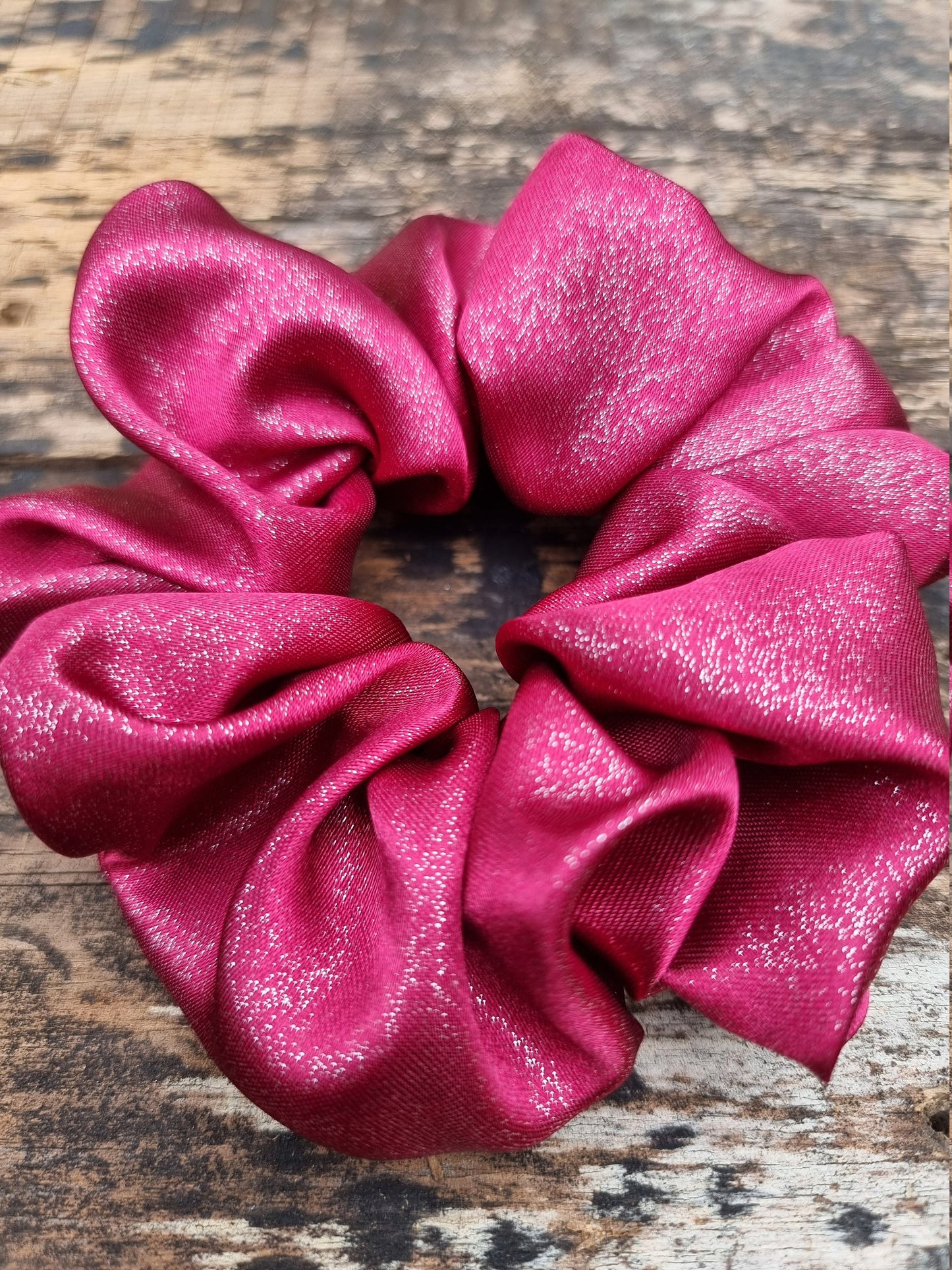 Burgundy Glitter Satin Scrunchie