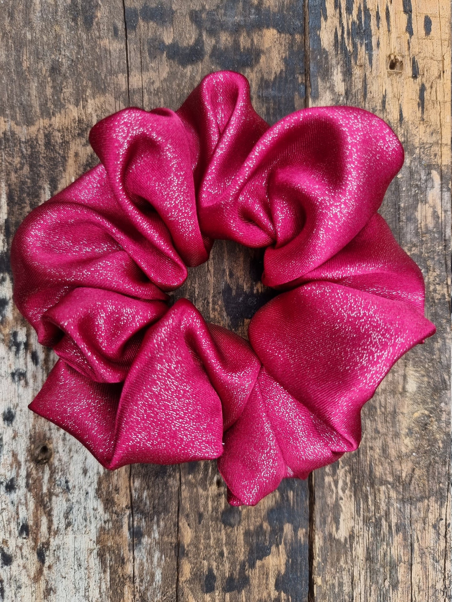 Burgundy Glitter Satin Scrunchie