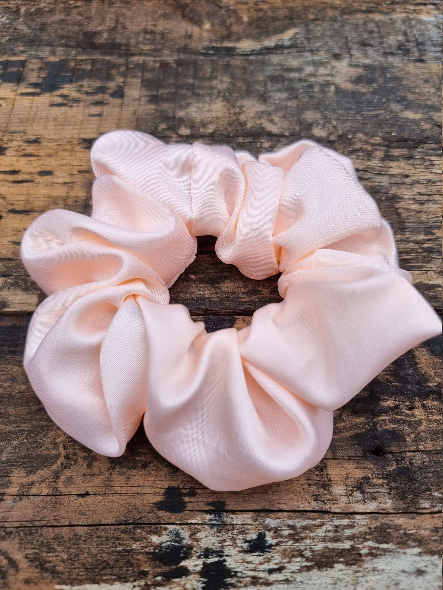 Light Peach Glass Satin Scrunchie | Hair Tie