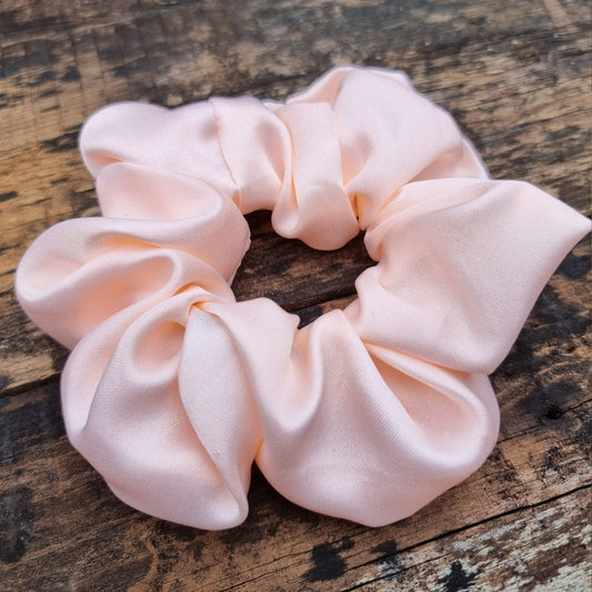 Light Peach Glass Satin Scrunchie | Hair Tie