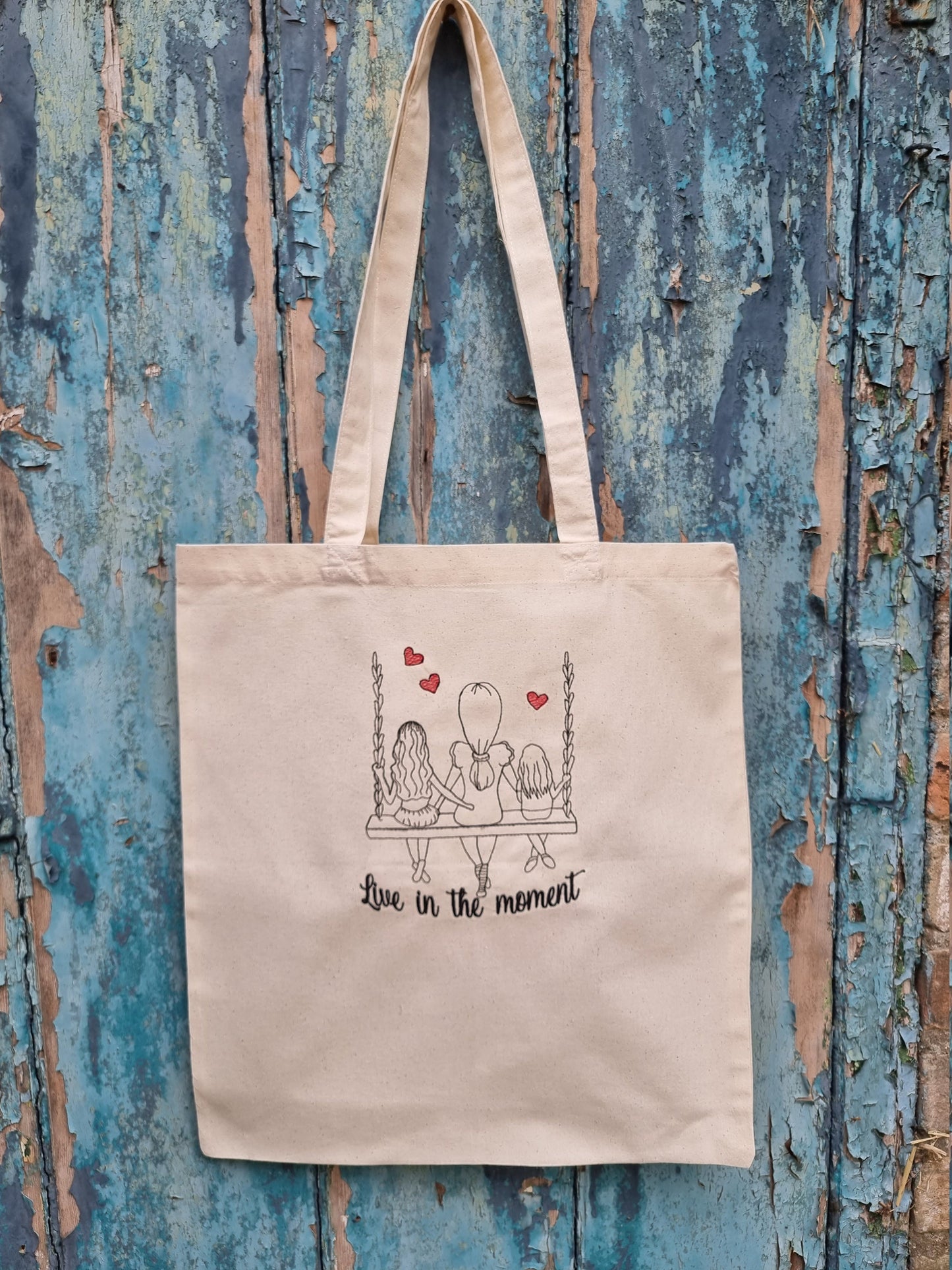 Live In The Moment Embroidered Tote