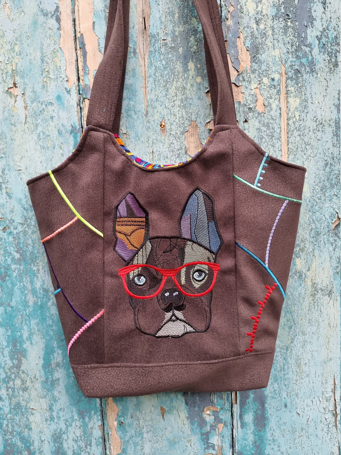 Rainbow French Bulldog Mosaic Handbag