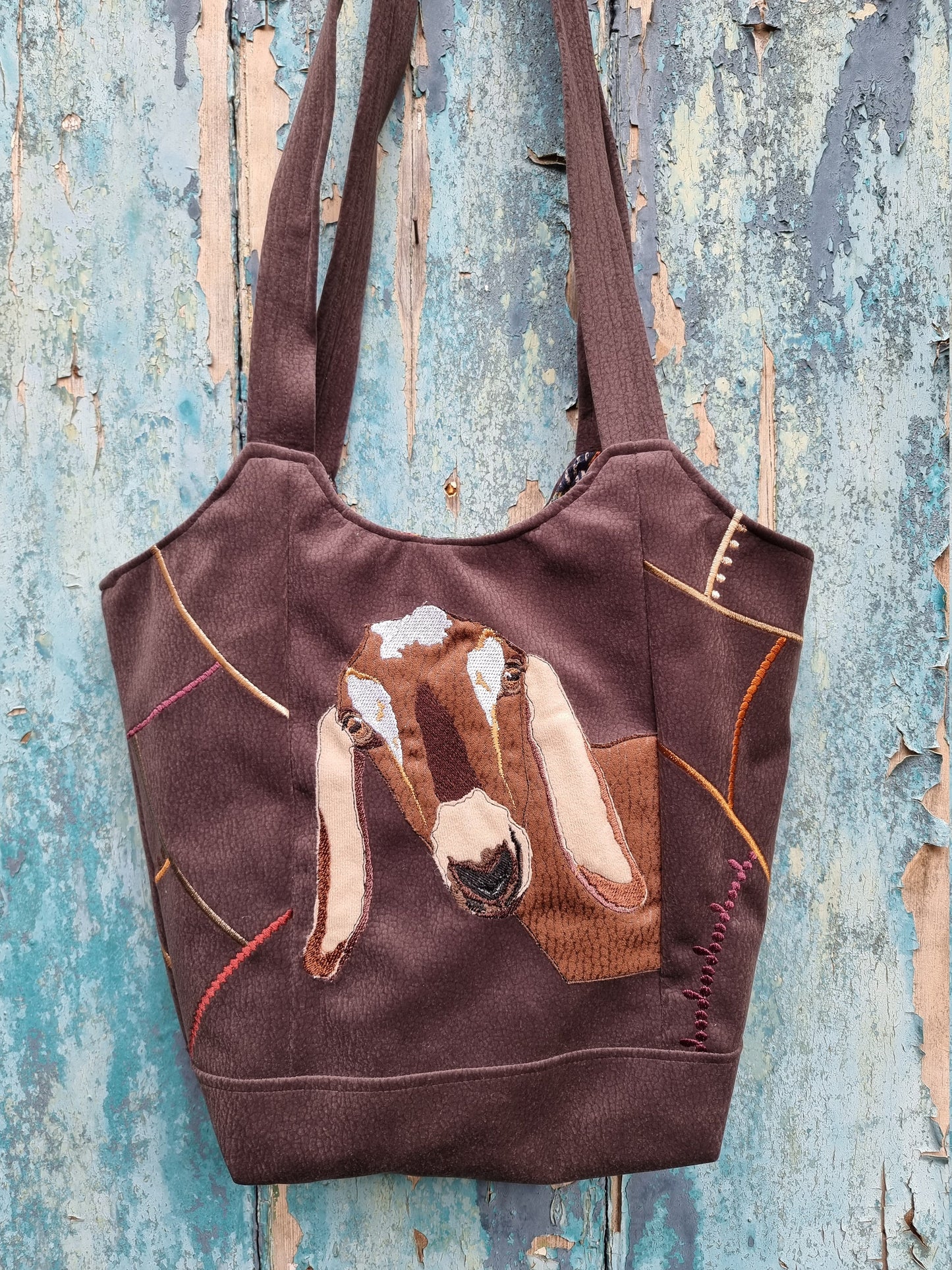 Fun Goat Mosaic Over The Shoulder Tote Handbag