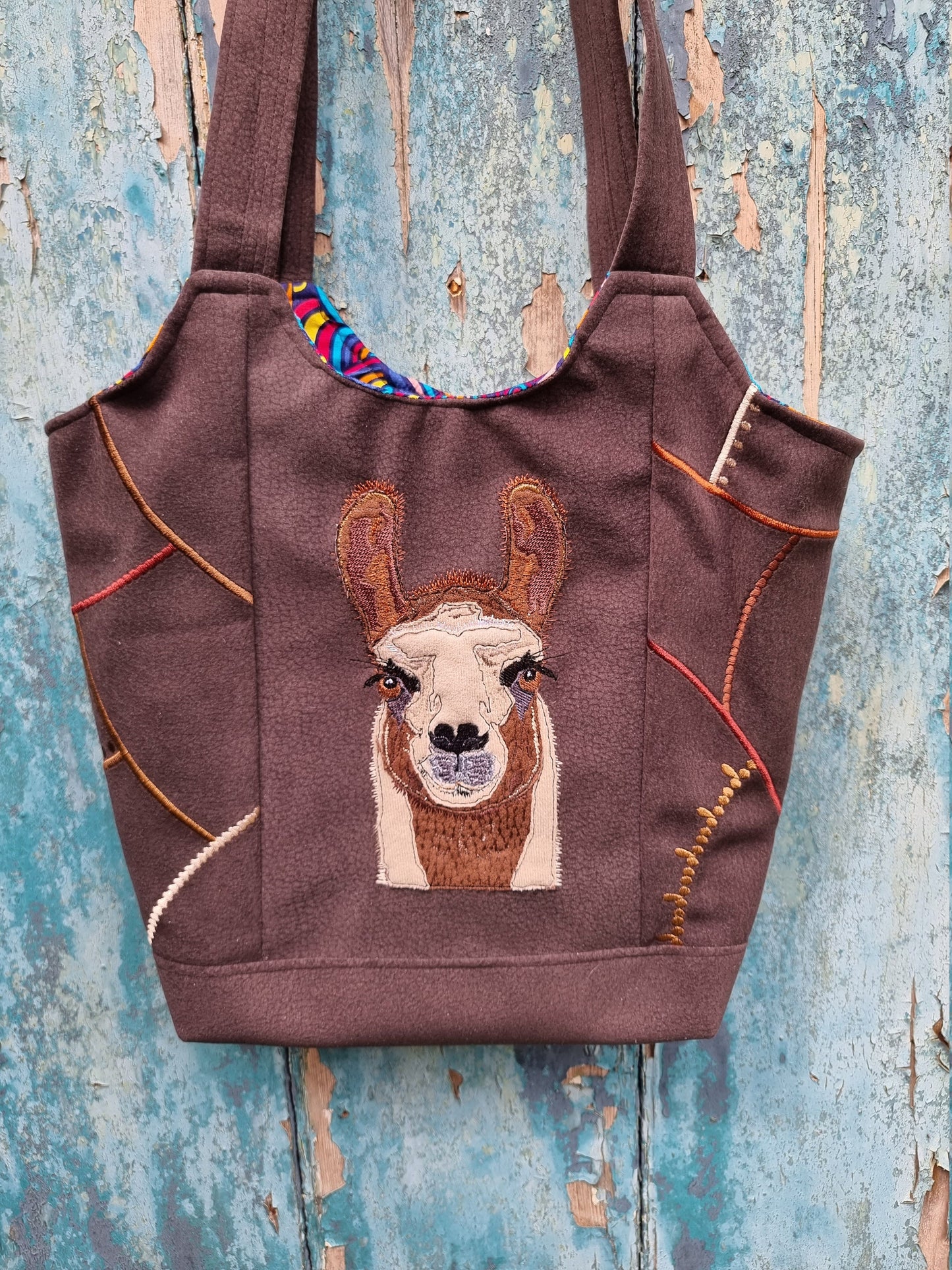 Fun Llama Mosaic Over The Shoulder Tote Handbag