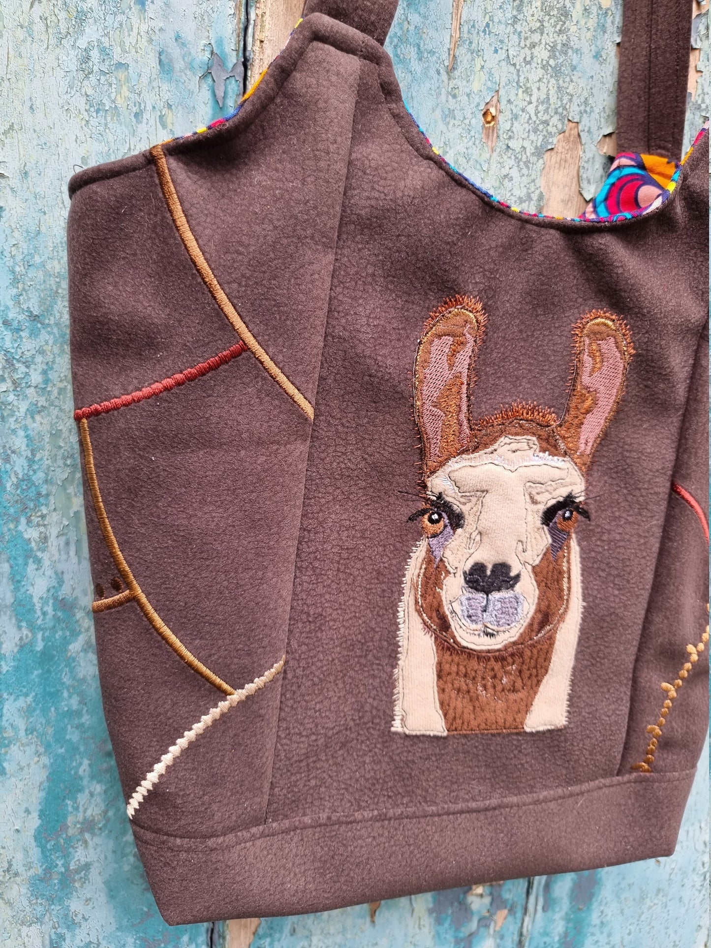 Fun Llama Mosaic Over The Shoulder Tote Handbag