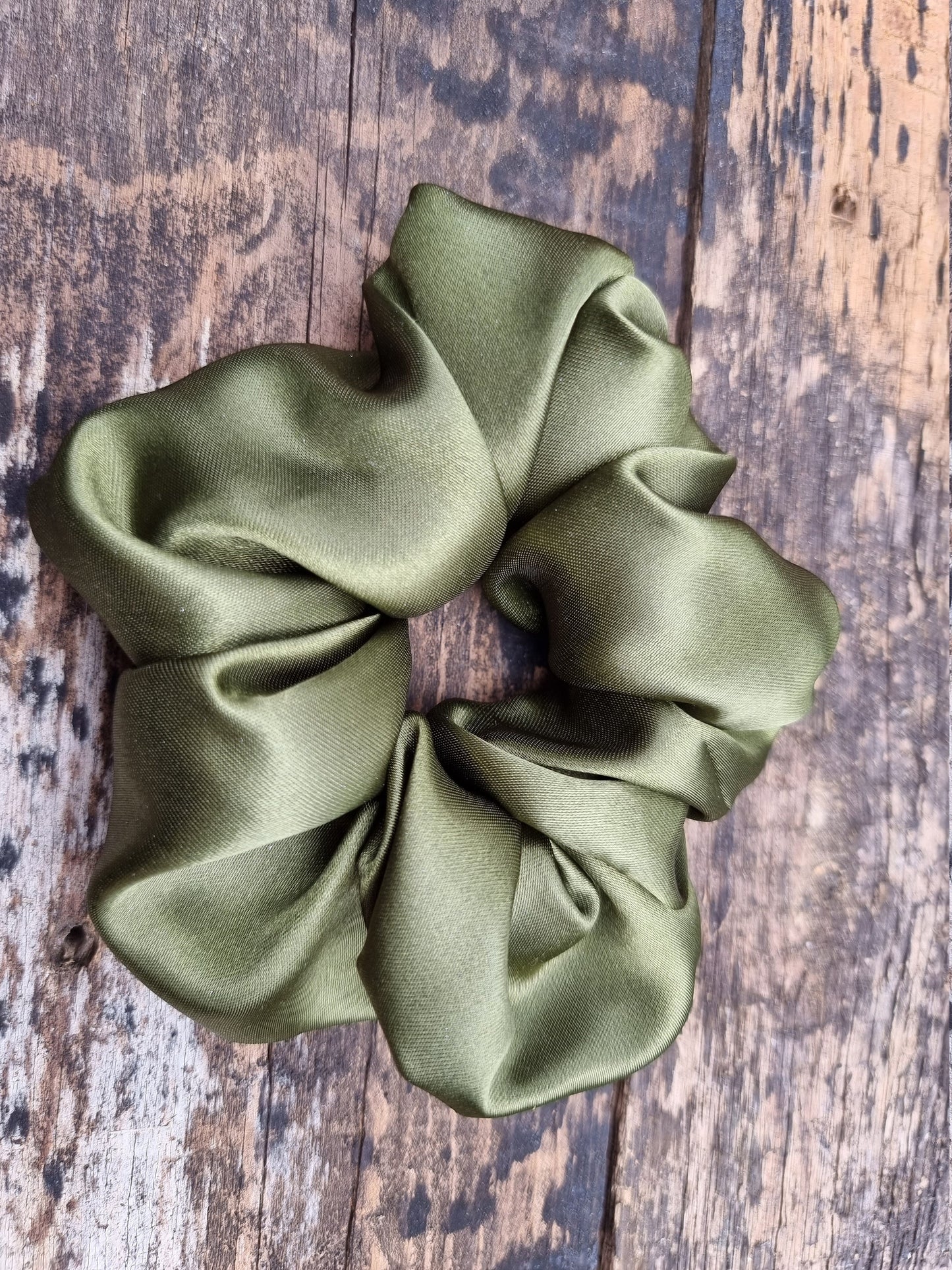 Olive Satin Scrunchie | Hair Tie