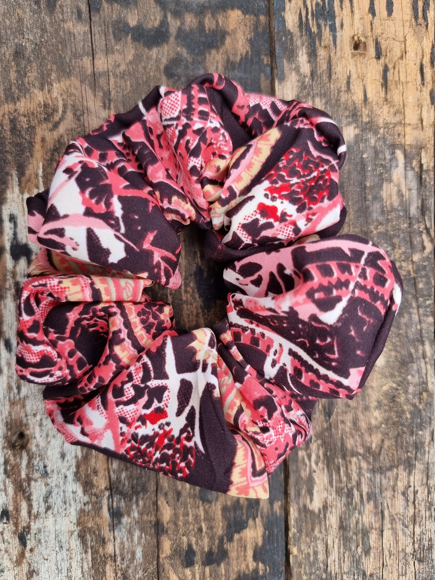 Abstract Splatter Black and Pink Super Soft Crepe Scrunchie | Hair Tie