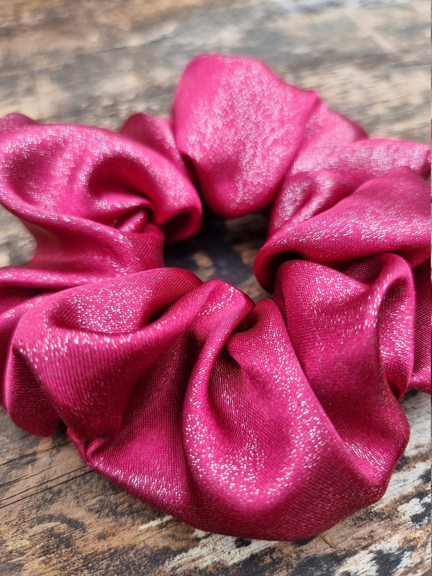 Burgundy Glitter Satin Scrunchie