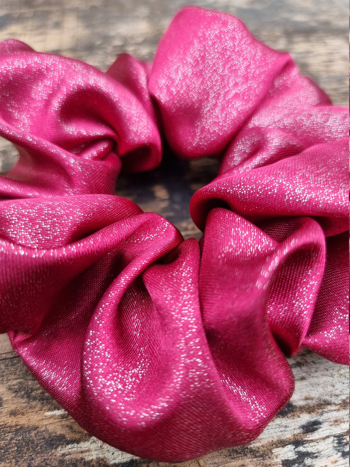 Burgundy Glitter Satin Scrunchie