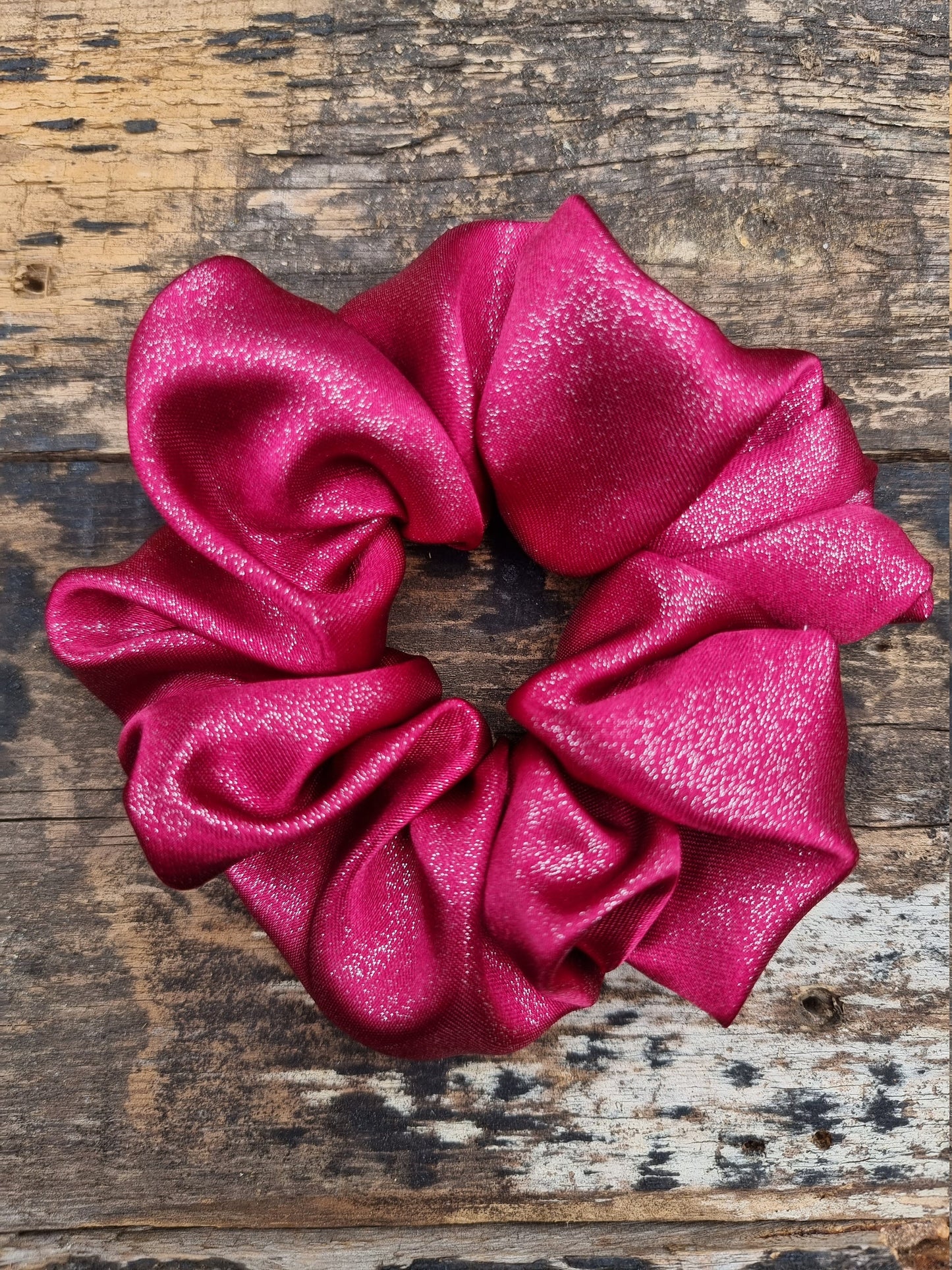 Burgundy Glitter Satin Scrunchie