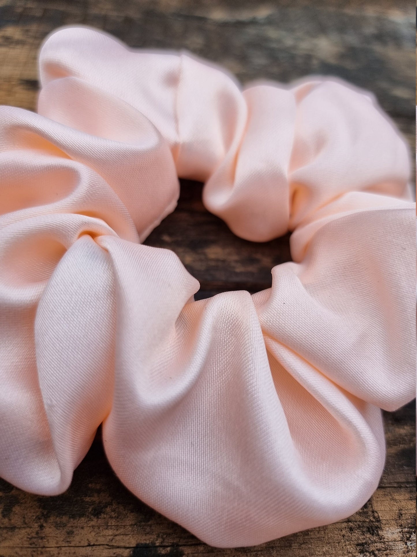 Light Peach Glass Satin Scrunchie | Hair Tie