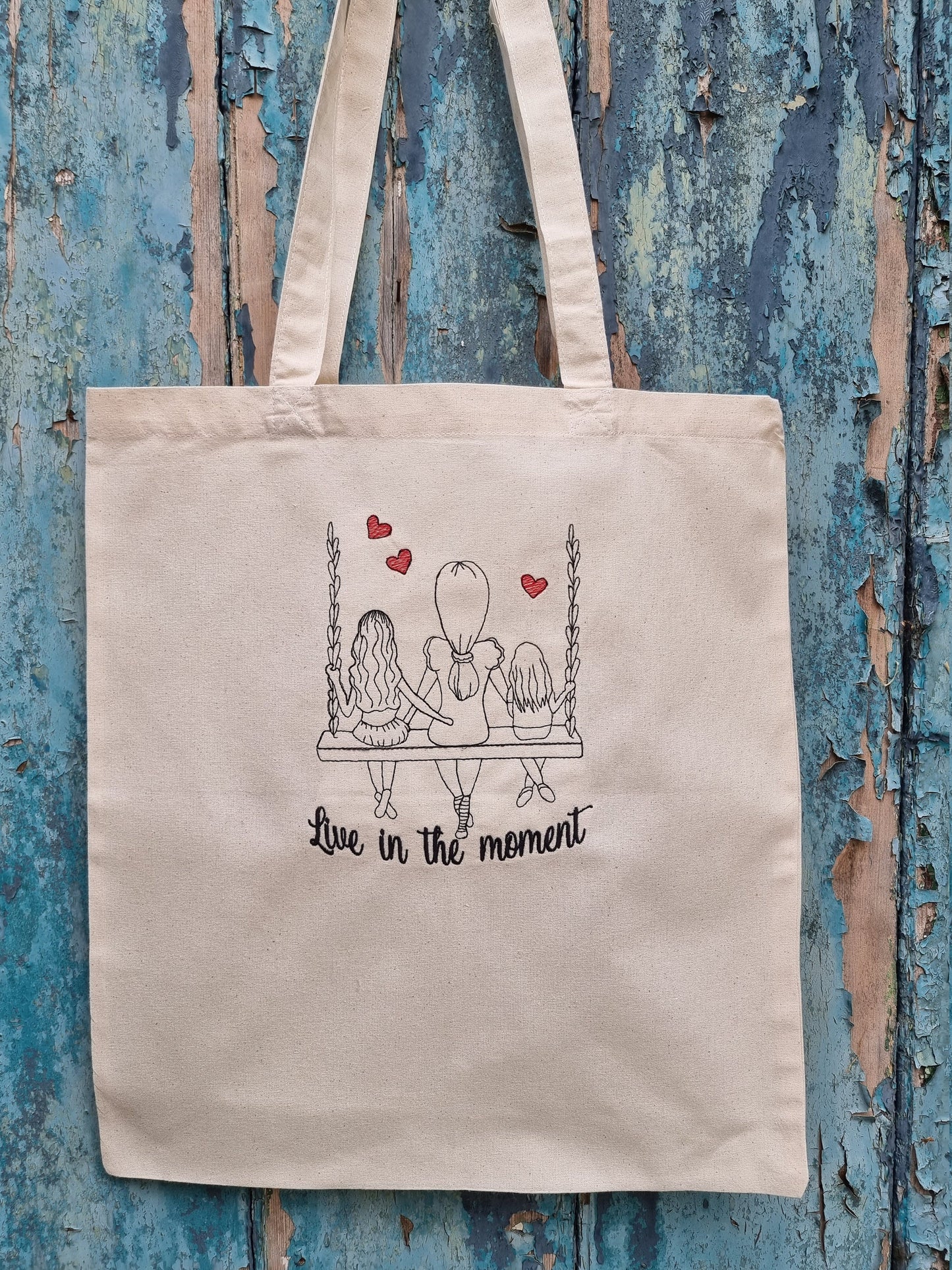 Live In The Moment Embroidered Tote