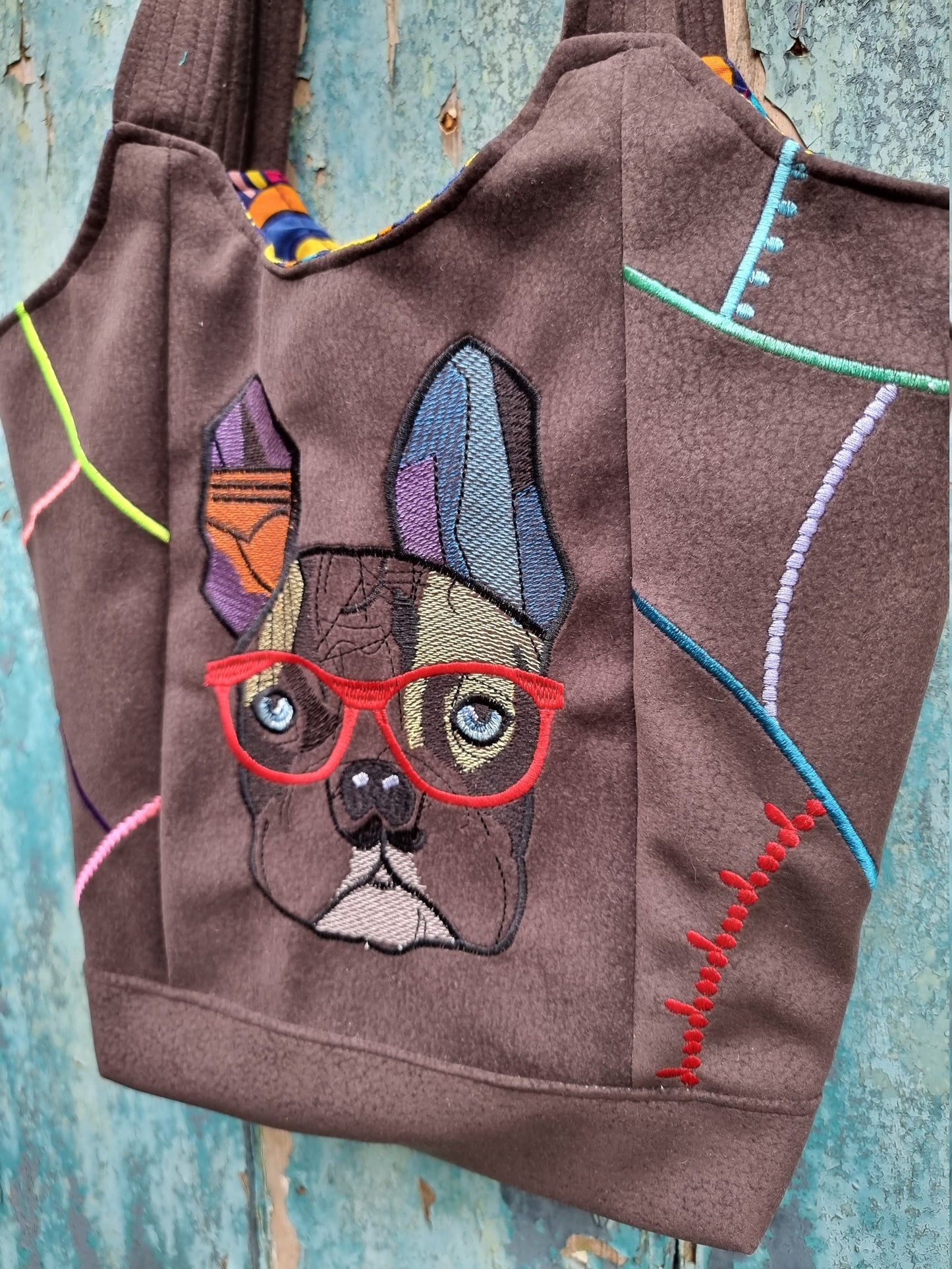 Rainbow French Bulldog Mosaic Handbag