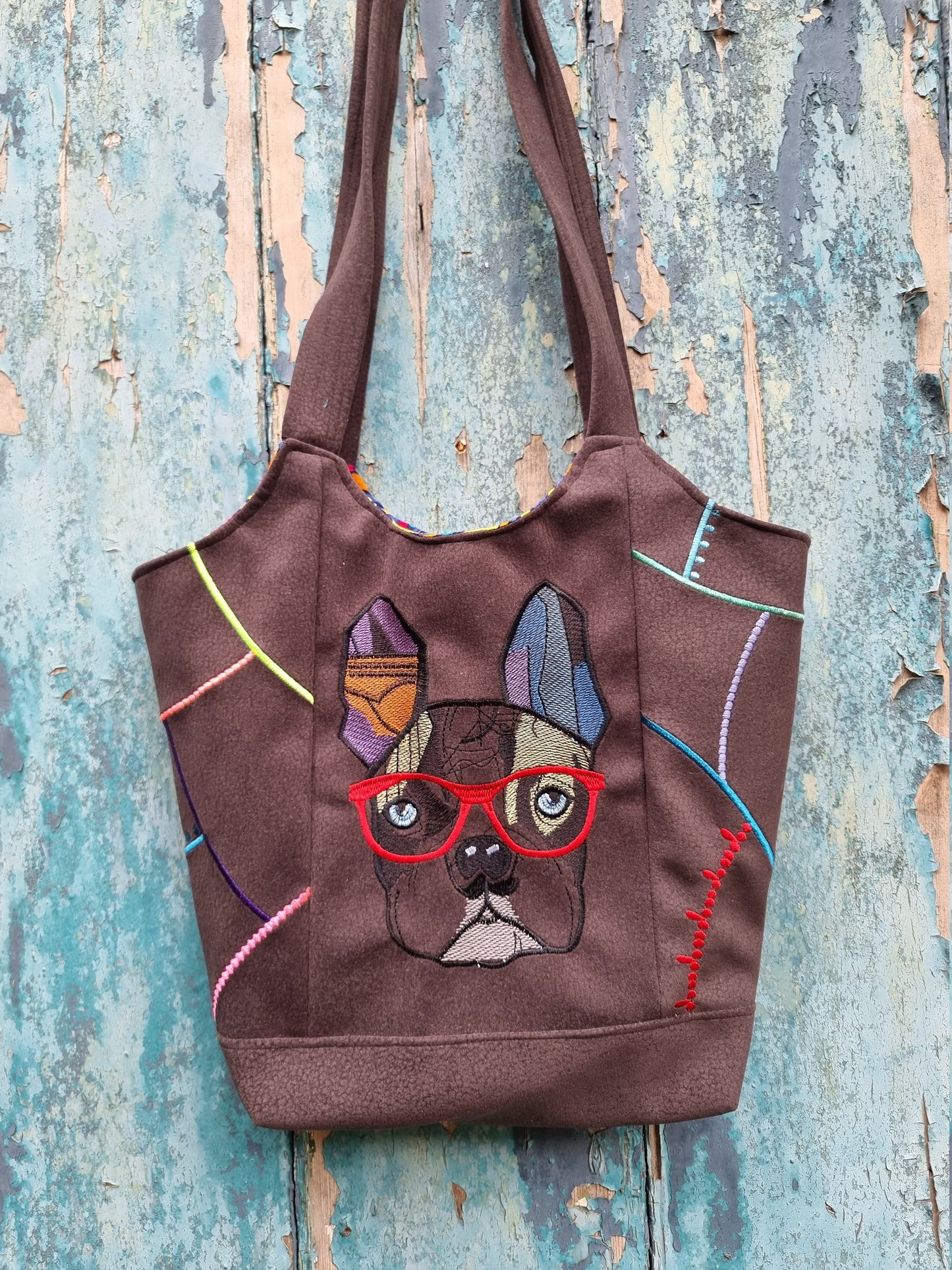 Rainbow French Bulldog Mosaic Handbag